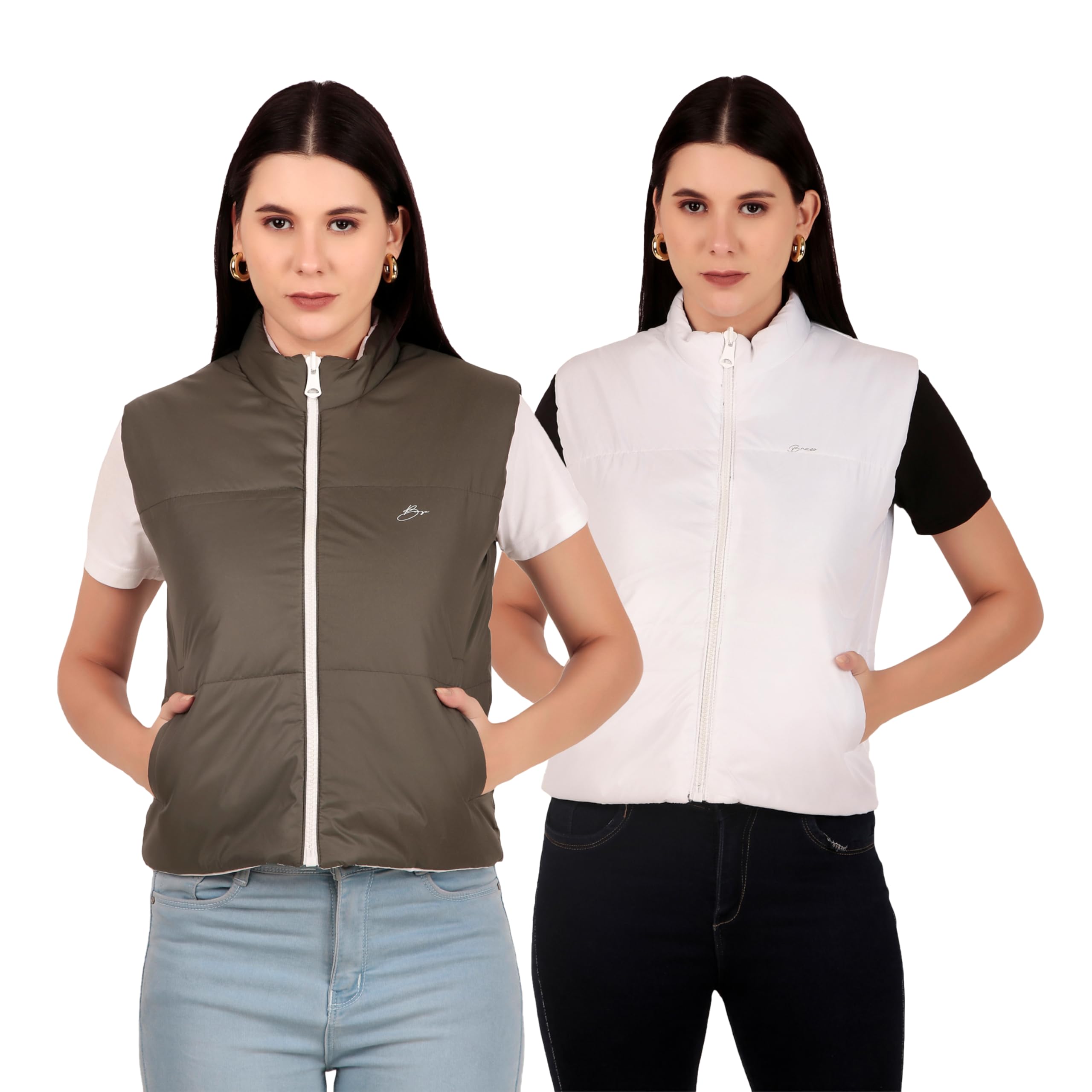 brazo Latest Short Dual-Sided Sleeveless Jacket with Convenient Side Pockets, Puffer Jacket For Women and Winter Jacket for Girl.-picture-55