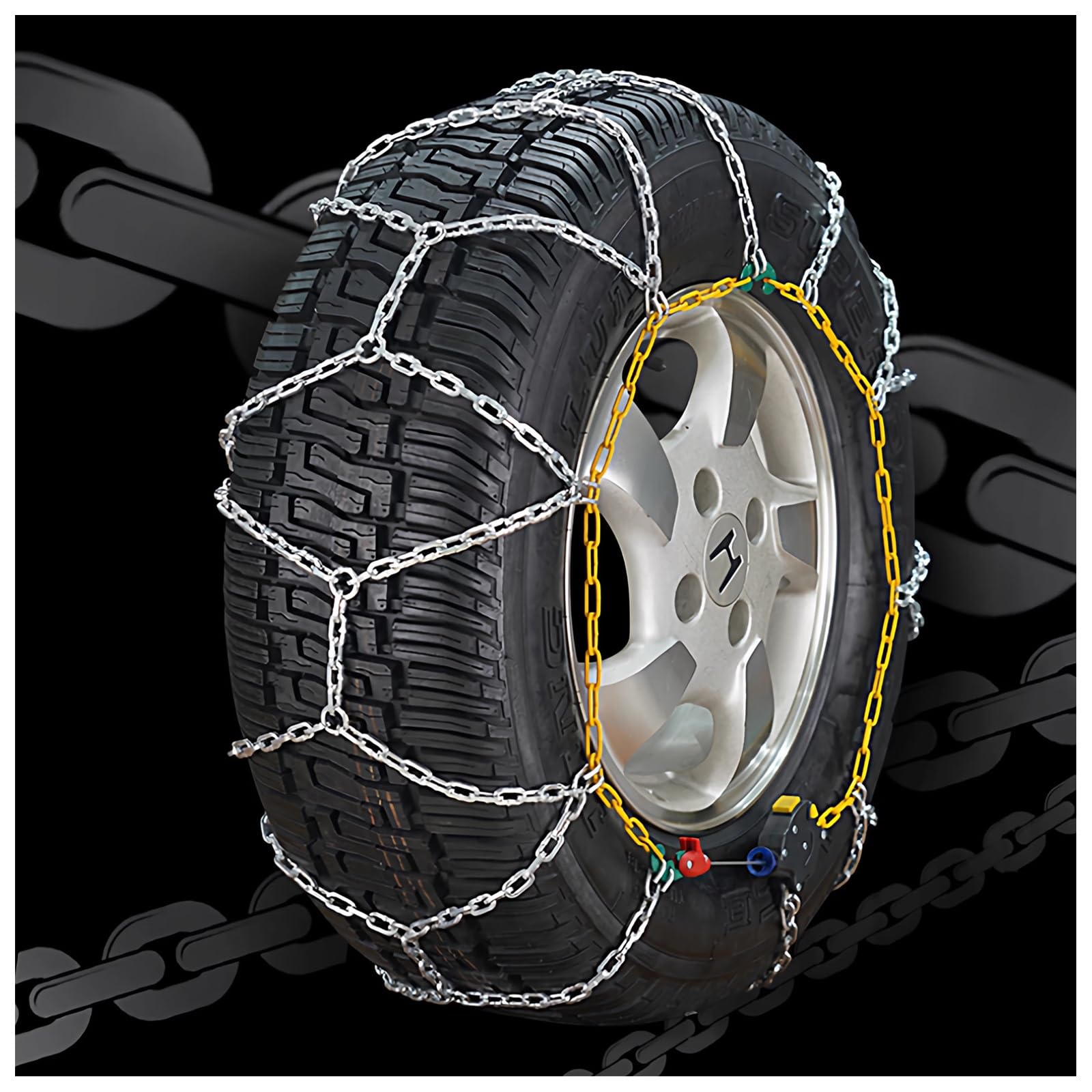 Snow Chains Quick Easy Installation,Tire Traction Chain For Car Trucks SUV, Adjustable Universal Emergency Thickening Tire Chains, Emergency Traction -Set of 2(215/75 R15)