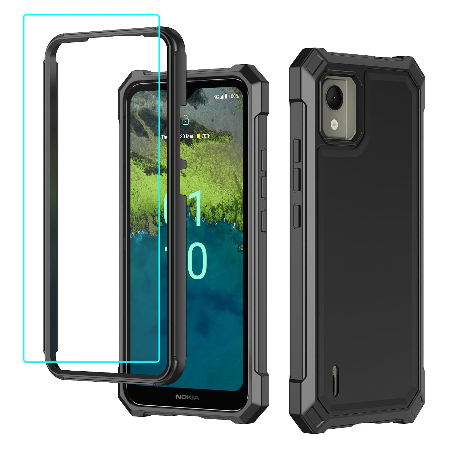for Nokia C110 Case,Nokia C110 Phone Case with Screen Protector Front Back  Full Body Heavy Duty Protection Soft Raised TPU Edge Cover for Nokia C110