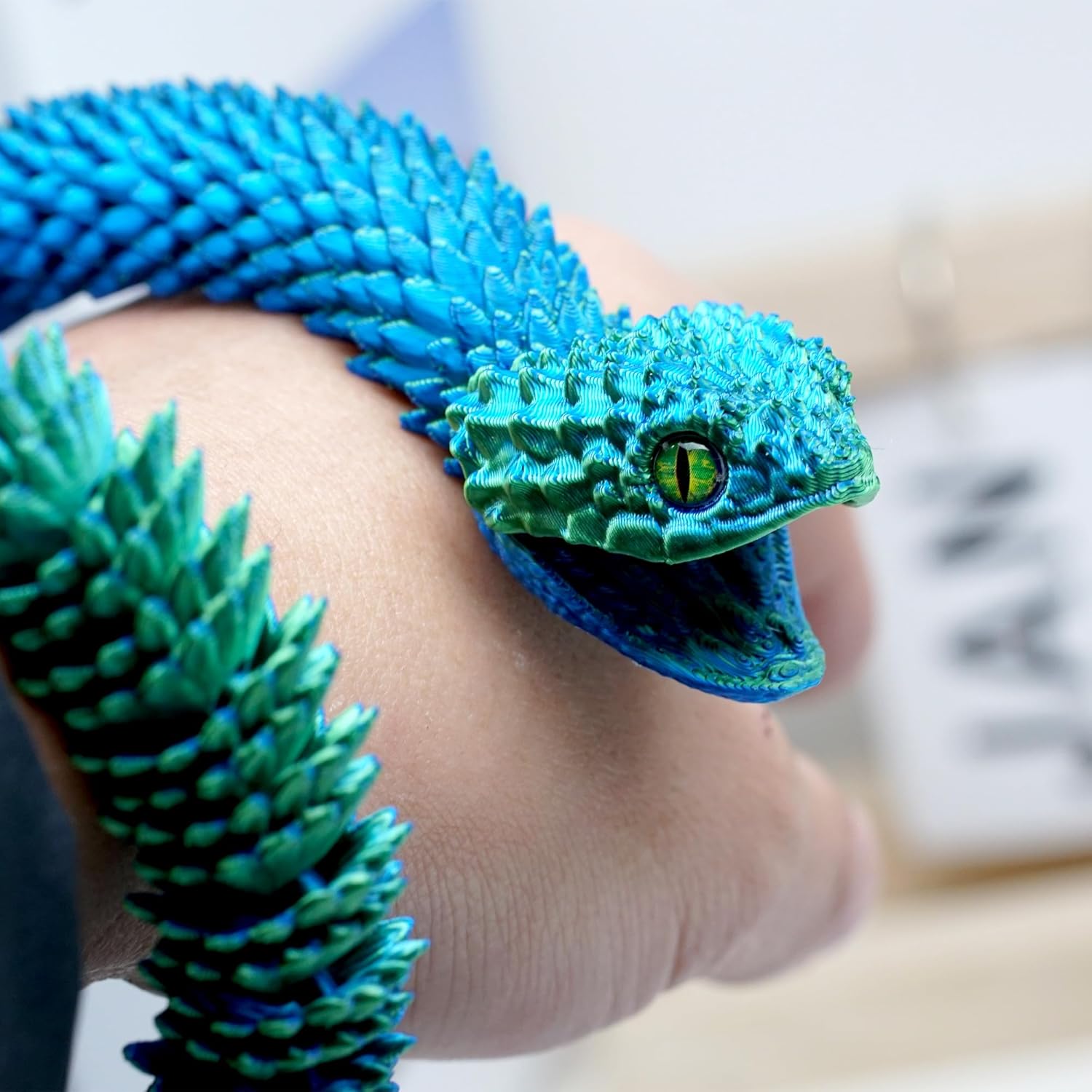 23.6inch 3D Printed Snake Models,Movable Teeth,Flexible Joint Animal lacertid Figurines, Stress Relief, Fidget restlessness, ADHD Toys, Surprise Fantasy Gifts (ColorD)