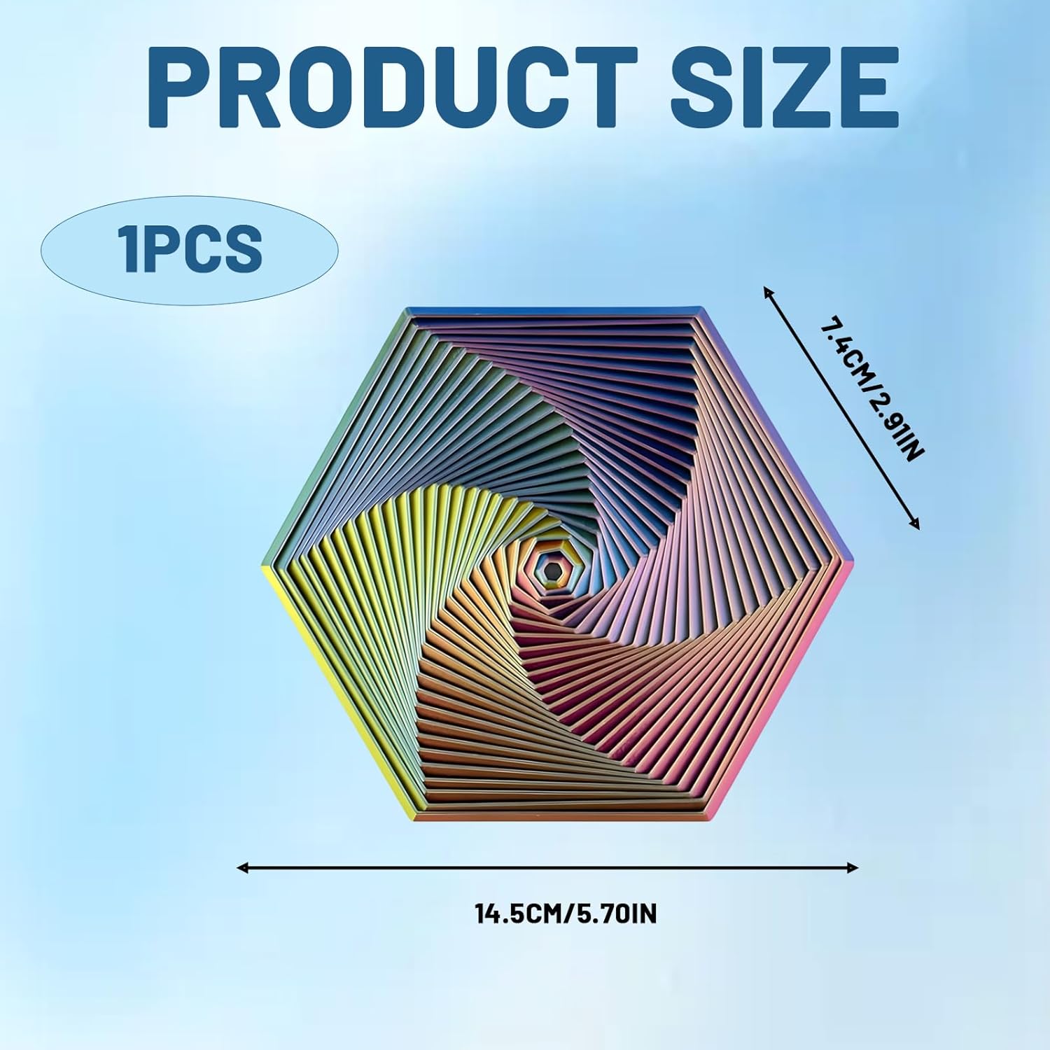 1 Piece Spiral Tower Fidget Toy, 3D Fractal Hexagon Anti-Stress Toy for Relaxation, Sensory Toy with Colour Gradient, Compact and Portable