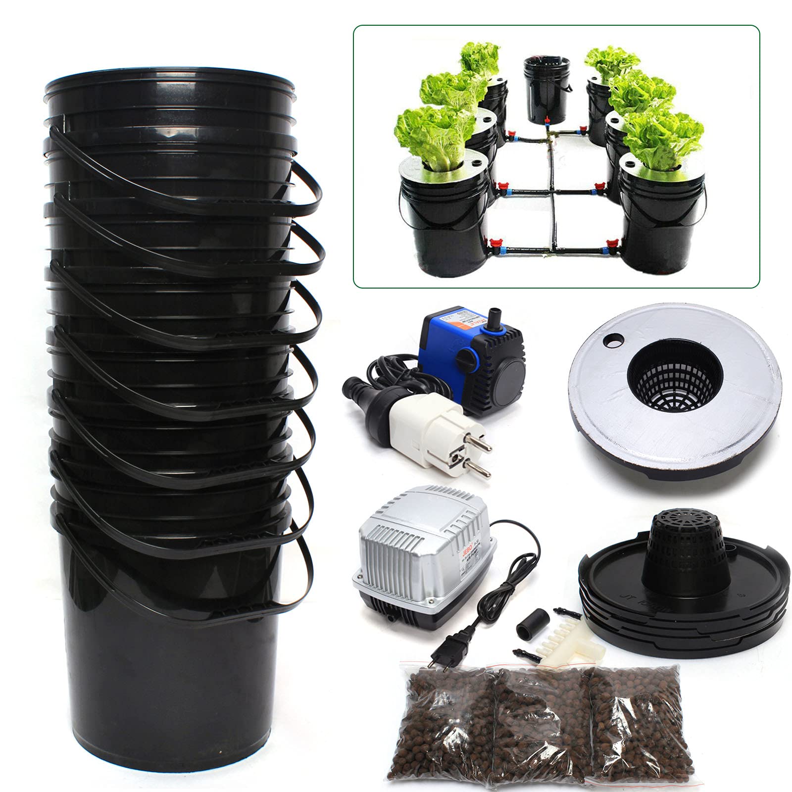 DWC Hydrokultur Grow System Kit 20L x 7 Bucket Indoor Hydroponic Cultivation System