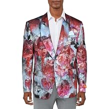Tallia Mens Vibrante Metallic Sportcoat One-Button Blazer Pink