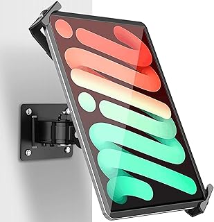 Tablet Wall Mount Holder Anti Theft iPad Wall Swivel Mount with Security Lock and Key System for 7-11 Inch Tablets - 360° Full Motion Articulating Bracket Mount Fits Show Display, Kiosk, POS - Black