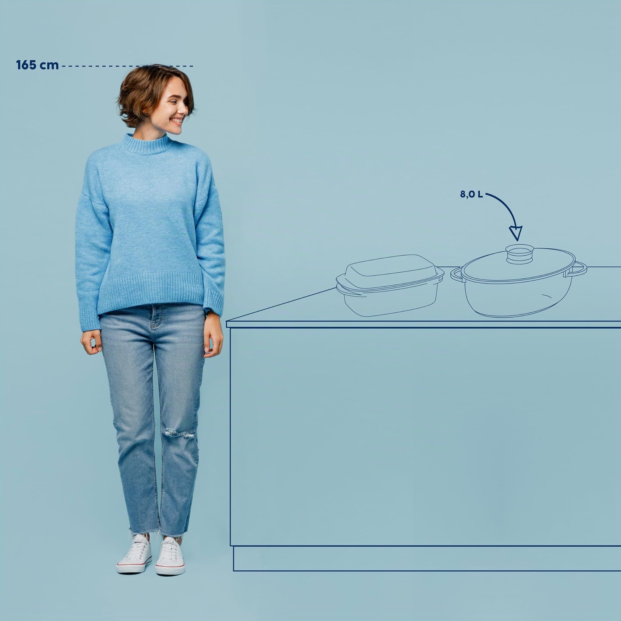 kela Teglia ovale 8 litri ATURA, Dutch Oven, teglia in ghisa con coperchio per induzione, ghisa di alluminio con rivestimento ceramico, senza PFAS