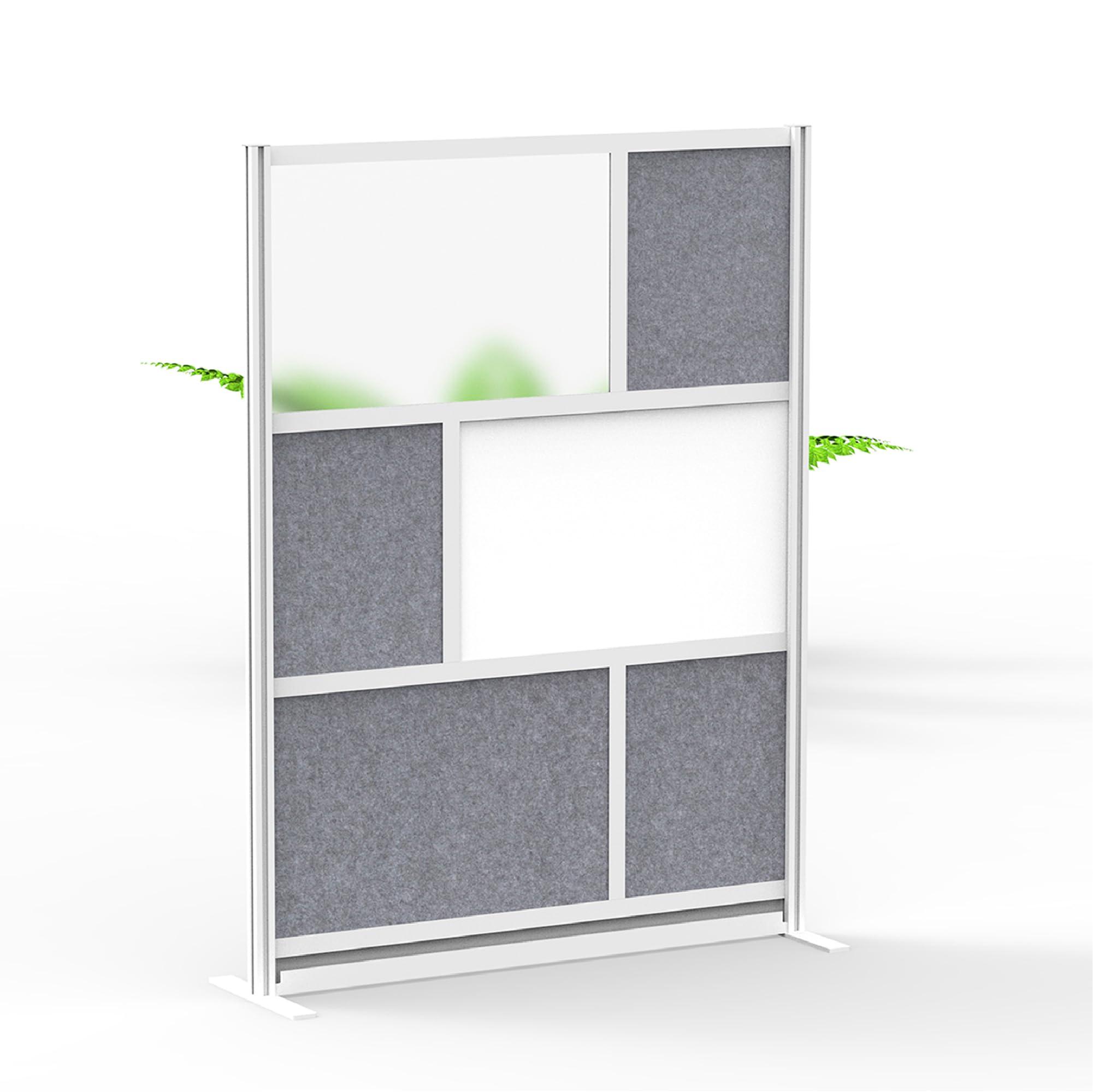 Workflow Modular Wall | Room Divider with Whiteboard, Sound Dampening, & Frosted Acrylic Panels | Expandable Office Partition for Privacy & Stability (53" x 70")