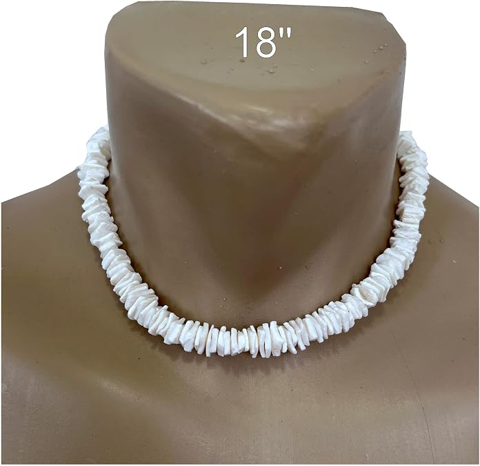 White Hawaiian Puka Shell Surfer Necklace Beach Choker
