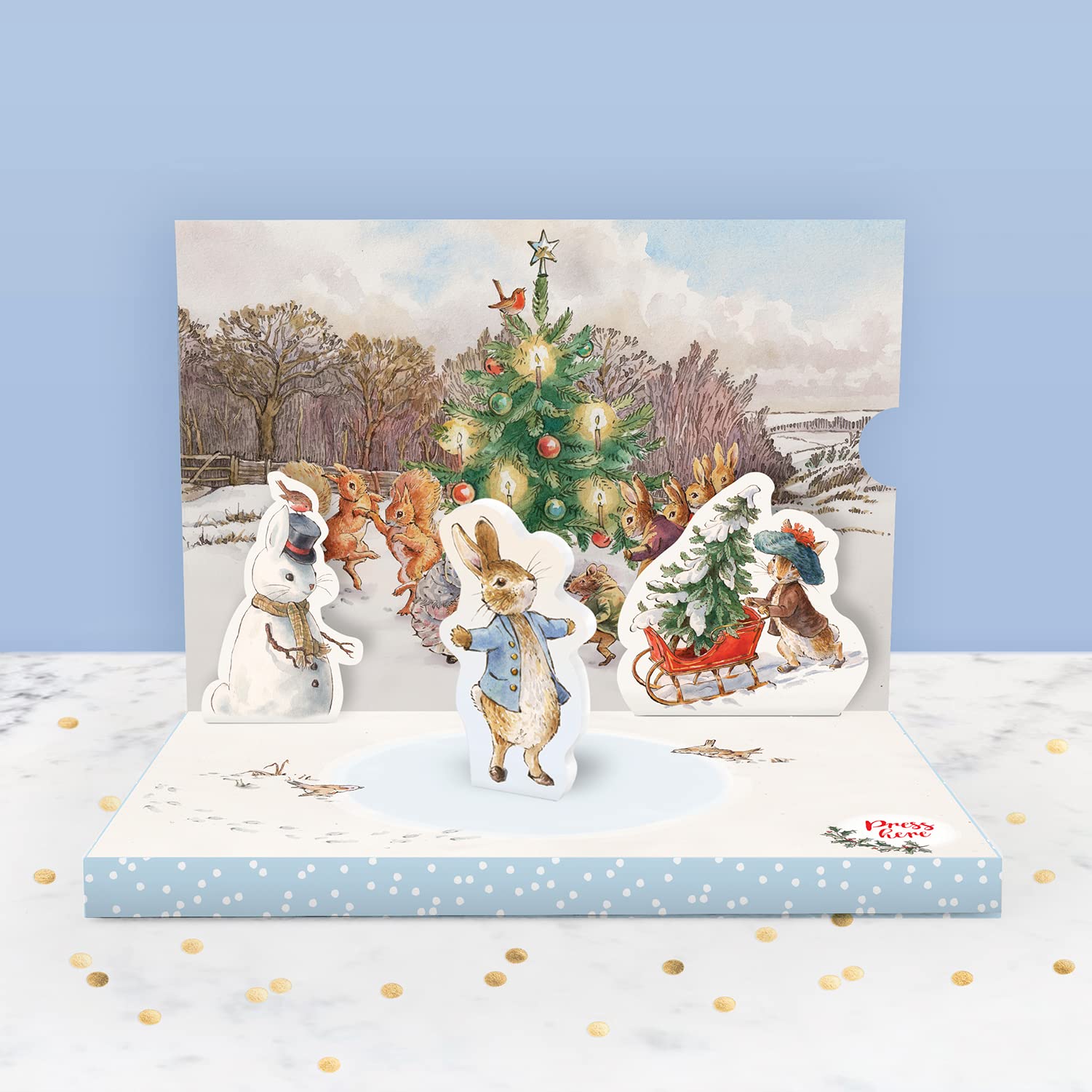 Peter Rabbit Music Box Christmas Card Novelty Dancing Musical Pop Up Cards