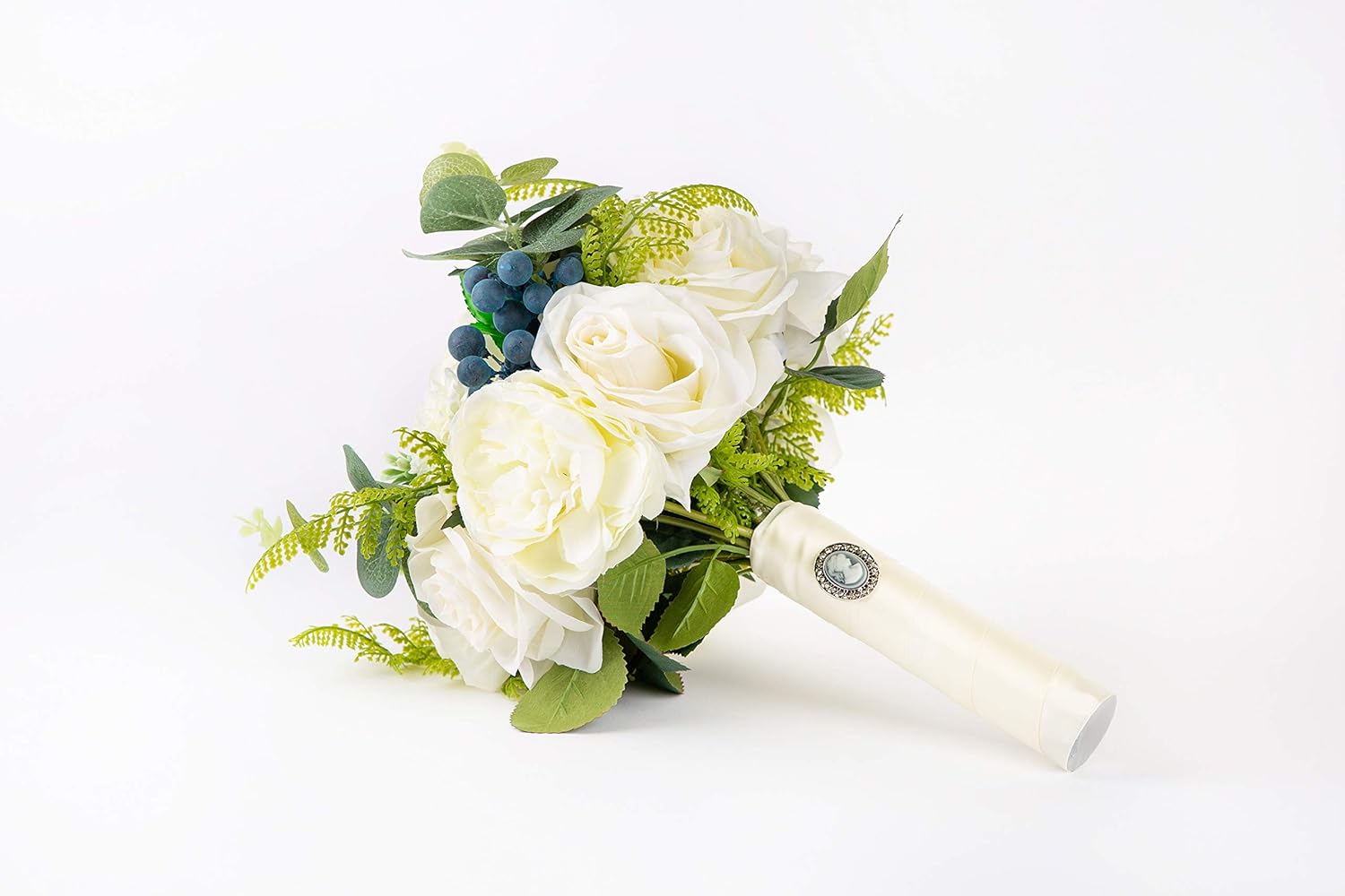 Abbie Home Bride Bouquets - Wedding Flower Bouquet Handmade Rose Bridal Artificial Silk Flower with Different Design (White)