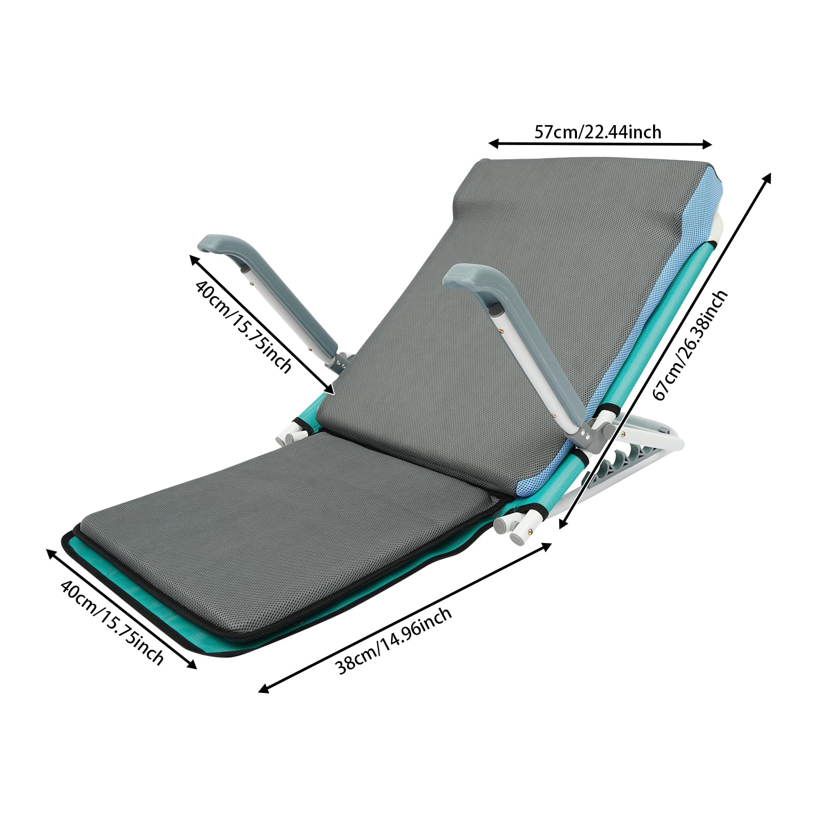 Dossier réglable - Matelas de plage portable - Support dorsal - Lit de plage pliable léger - 5 niveaux d'inclinaison - Résistant à l'humidité - Avec accoudoirs, masque pour les yeux et