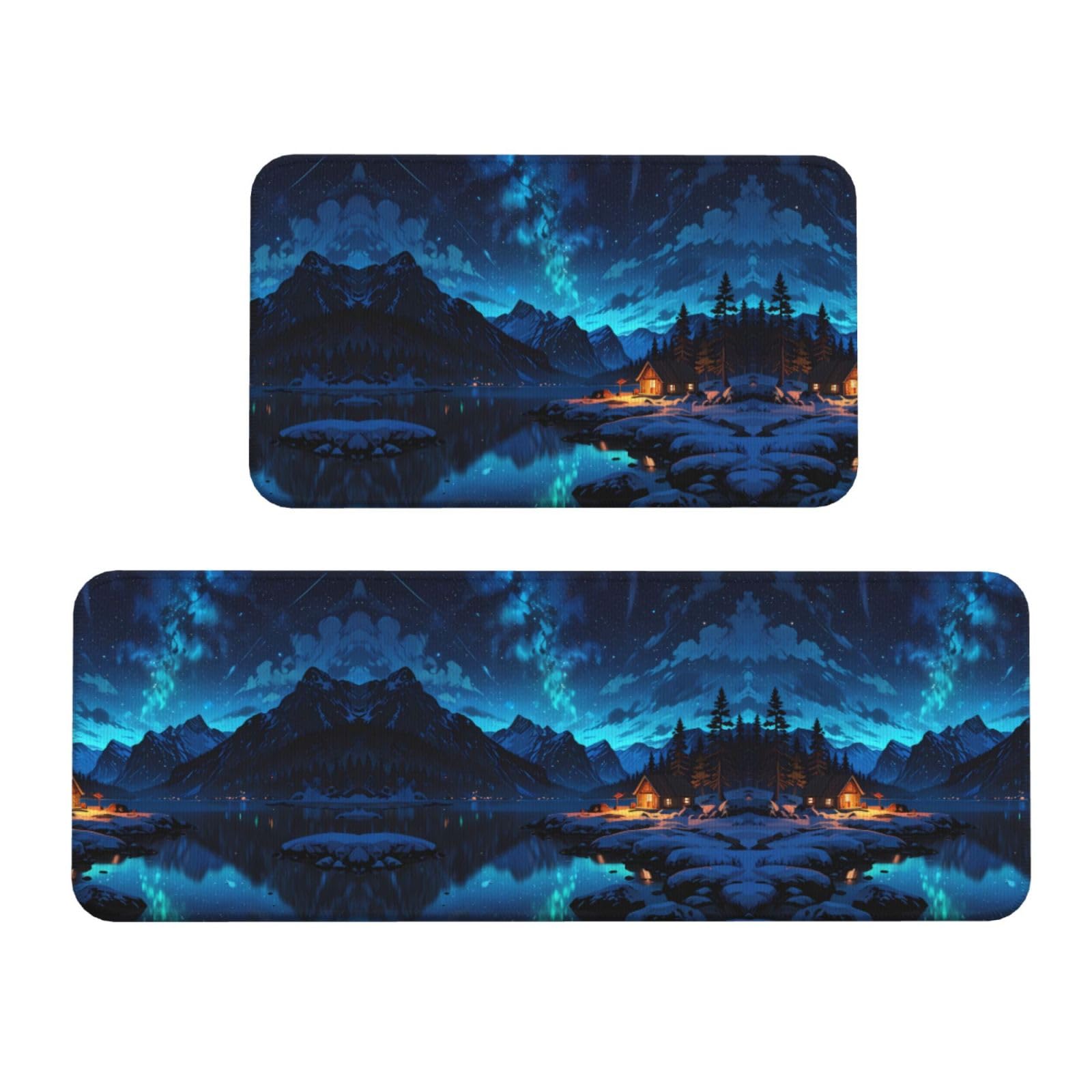 Alfombrillas antideslizantes para cocina, lavandería y entrada Nordic Night, pack de 2 unidades