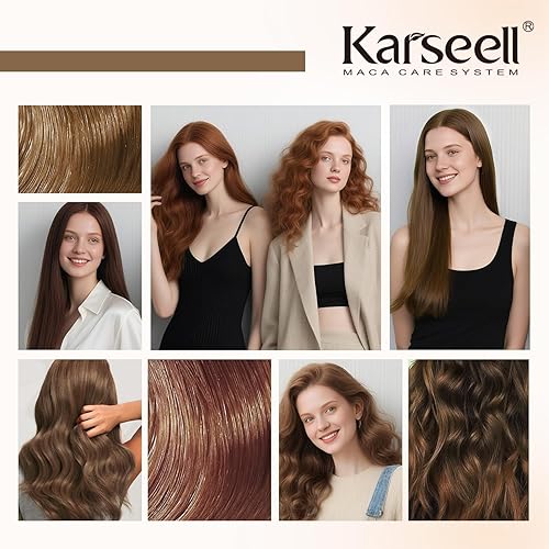 Miniatura 8 de Karseell Mascarilla depositadora de color de cabello, acondicionador marrón para cabello teñido y decolorado, 16.9 fl oz
