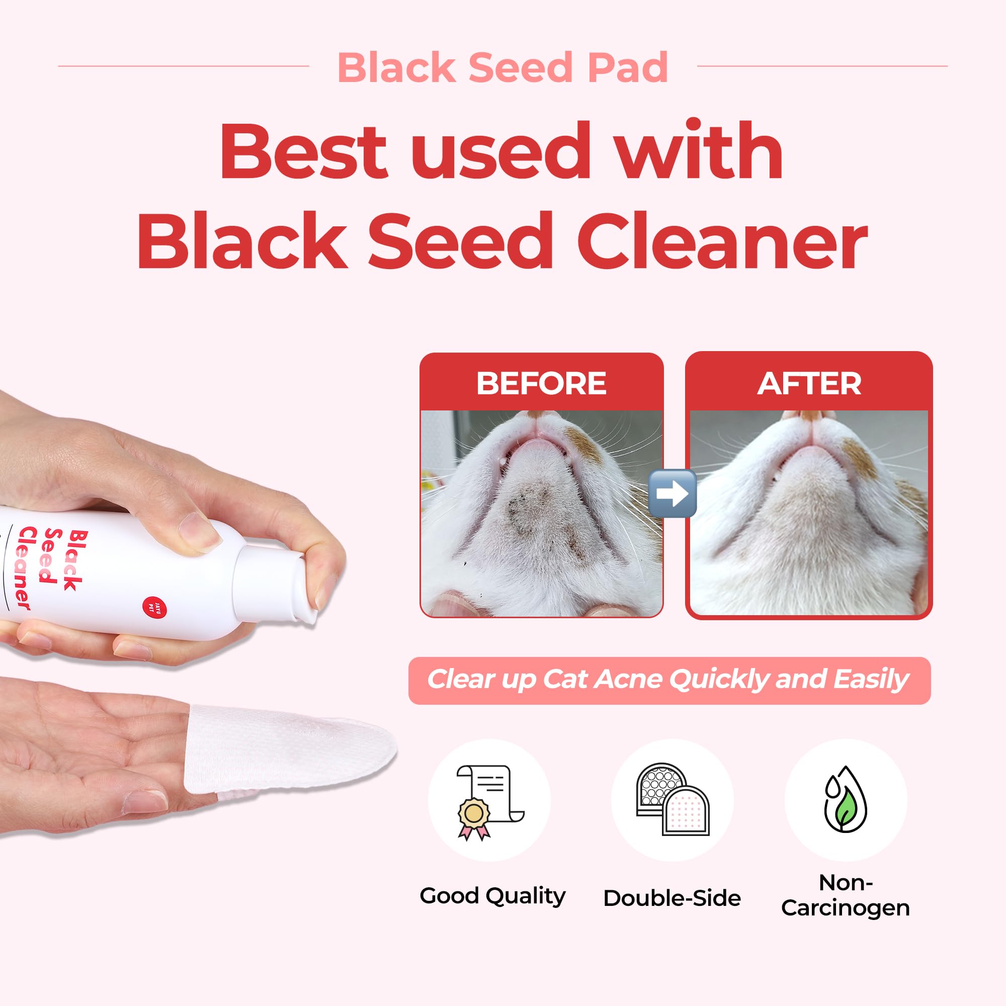 JAYU PET Black Seed Pad - Dry Cat Chin Acne Pad, Double-Sided Dry Pads for Removing Blackhead 30pcs, 30ea - Image 4