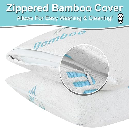 Miniatura 4 de Almohada refrescante de bambú de cuerpo completo para dormir, espuma viscoelástica triturada, almohadas largas de embarazo para adultos, lavable y