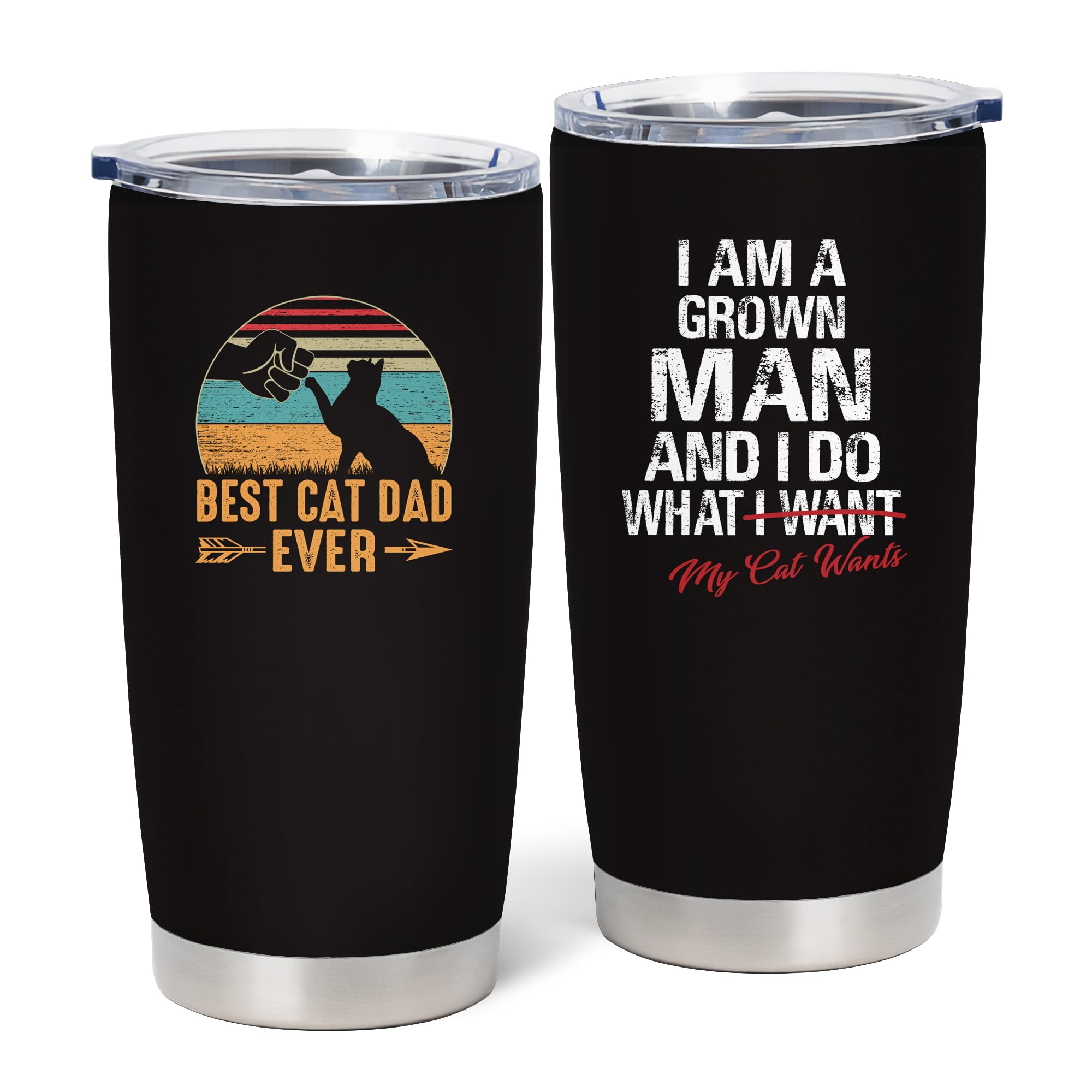 Pewuvos Best Cat Dad Ever Gifts for Men, Cat Lovers Gifts for Men, Funny Cats Dads Gift Ideas, Birthday/Fathers Day Gift for Cats Dads, 20 oz