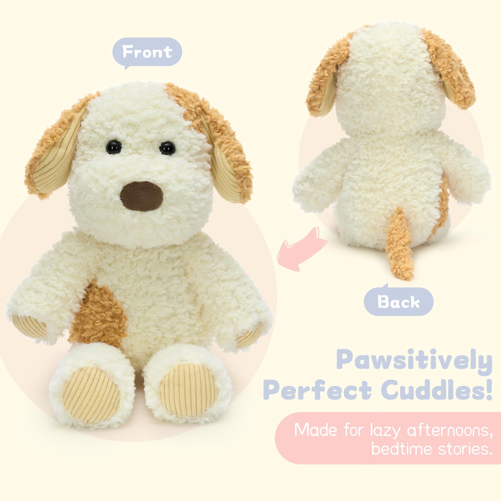 MorisMos Set di 2 orsacchiotti per cani, 30 cm, realistico, in peluche, per bambini, ragazzi e ragazze, decorazione per compleanno (marrone chiaro, macchie grigie)