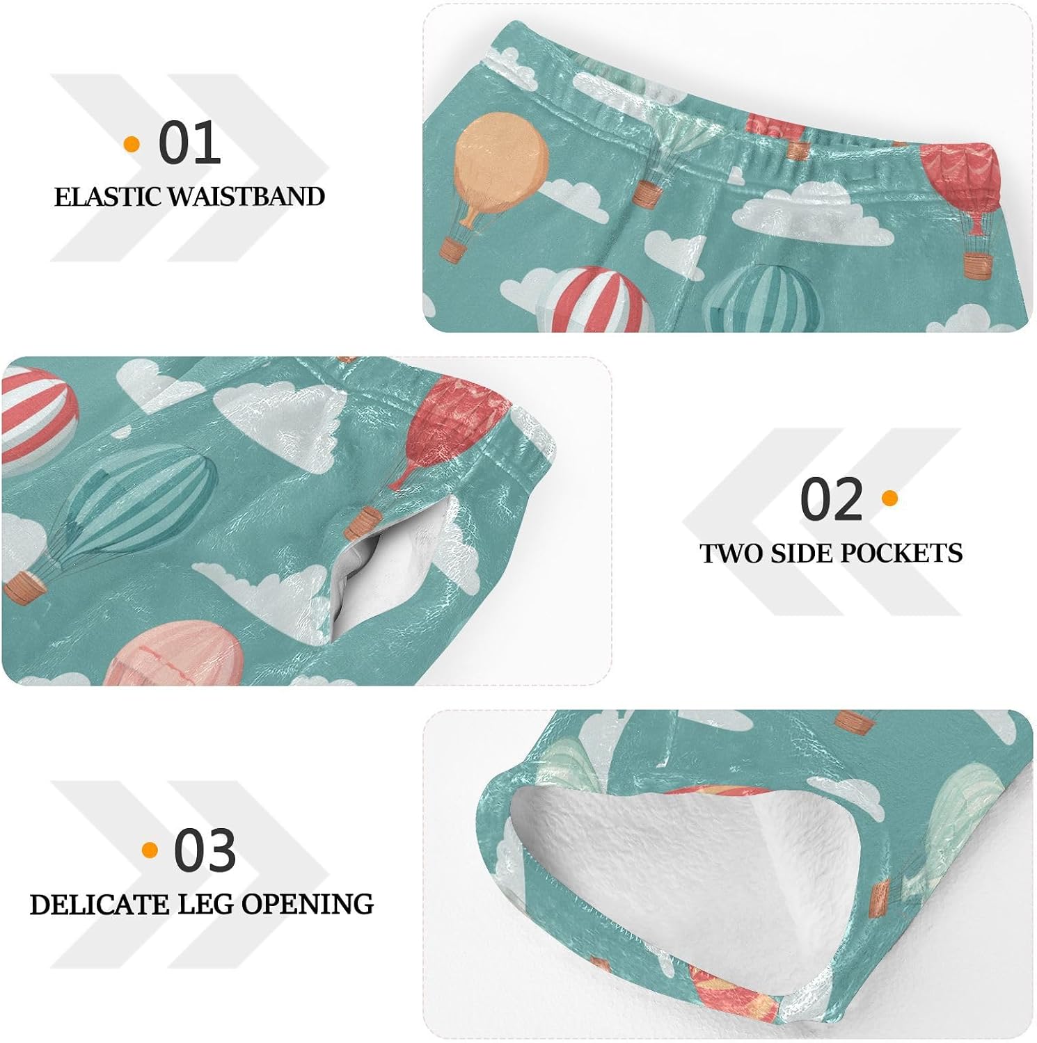 Hot Air Balloons Clouds Boys Pants for Kids Fleece Bottoms Long Jogger Pants Trousers with Pockets Size 6-14Y