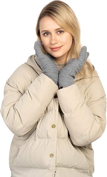 FENELY Women's Winter Warm Touch Screen Gloves Womens Thermal Cable Knit Wool Fleece Lined Gloves for Cold Weather