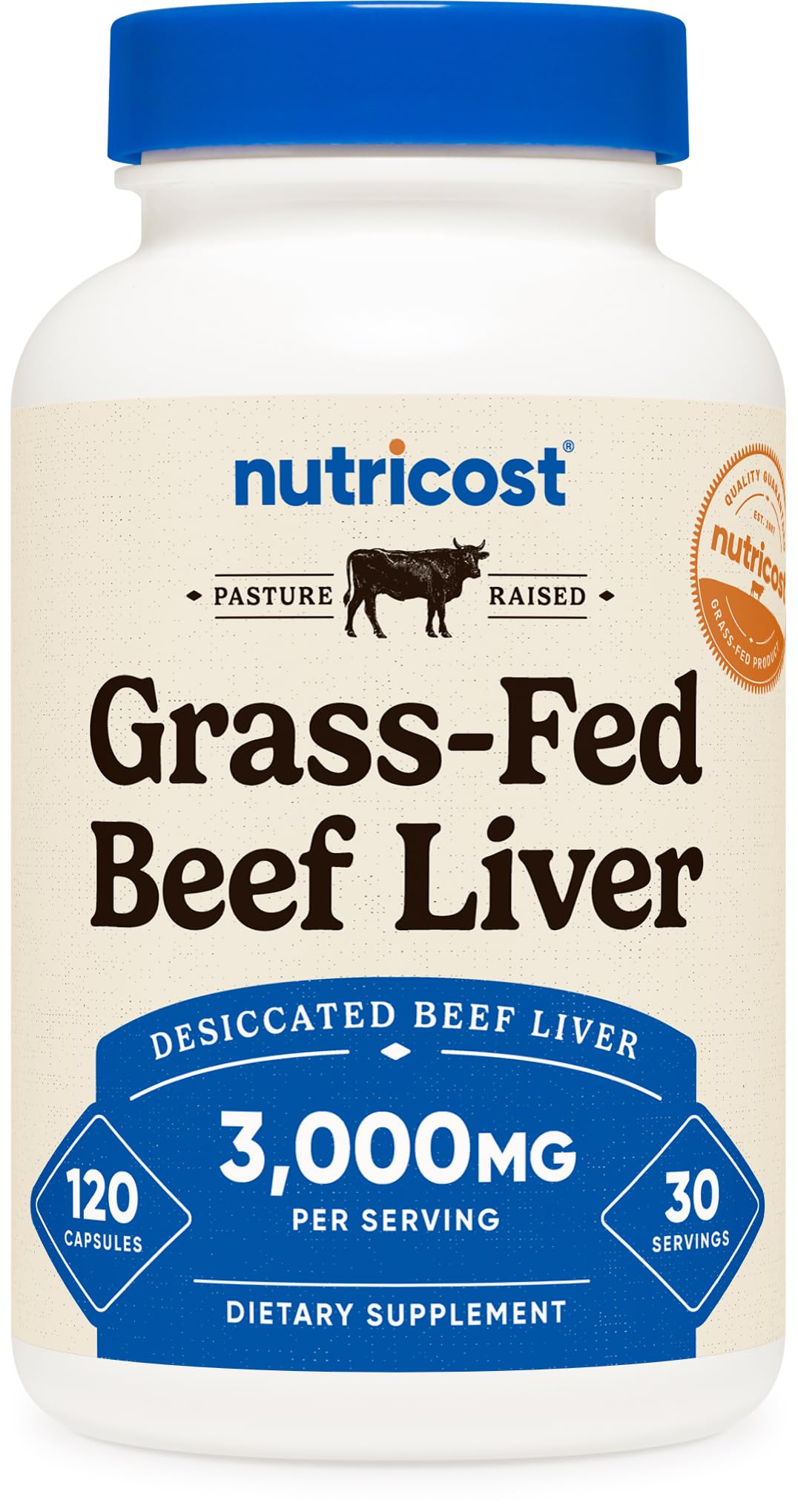 Nutricost Grass Fed Desiccated Beef Liver Capsules 3000mg - glandular extracts | Mubboo