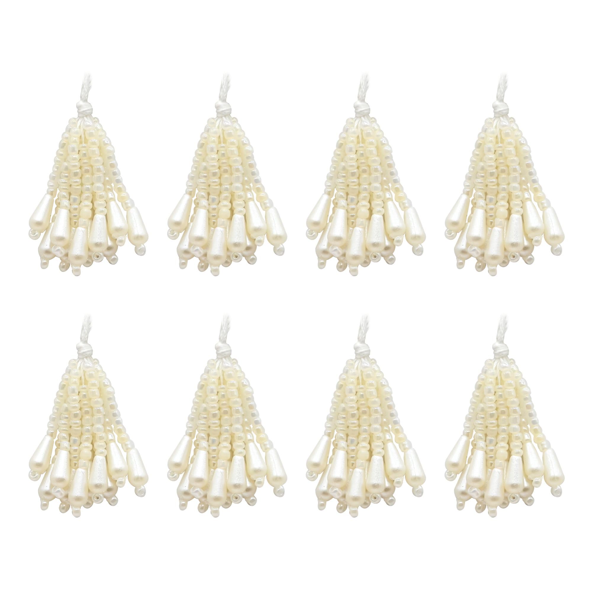 Satra Traders Cream Beaded Tassels for Jewelry Making | Size : 35mm | Qty : 10pcs | No.7-image-16