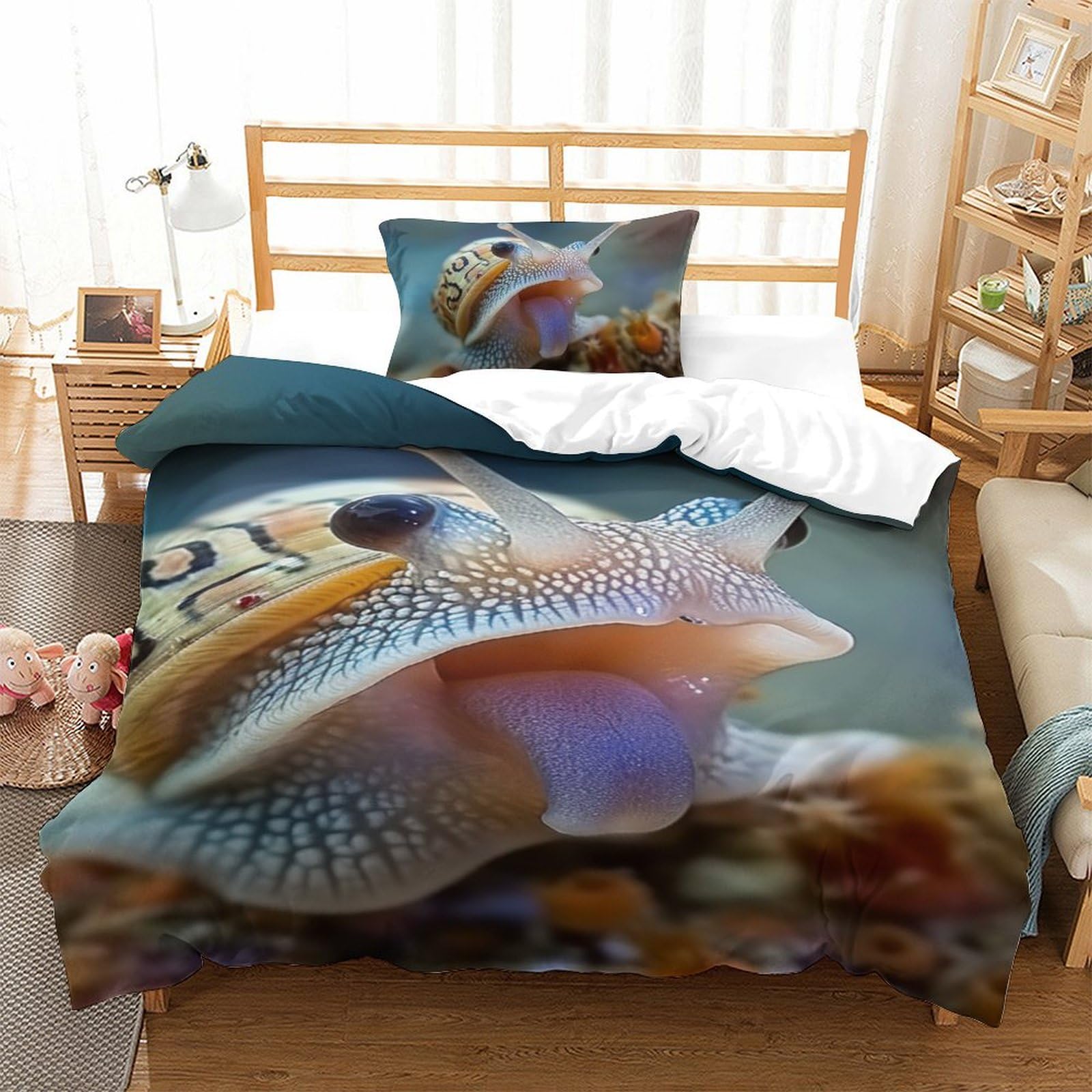 Parure de lit escargot mignon 3D en microfibre douce 135x200cm