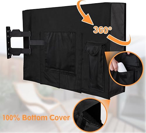 Miniatura 3 de ELIVED Funda de TV para exteriores de 41 a 43 pulgadas, resistente a la intemperie, tela gruesa 600D para televisores exteriores con bolsillo de