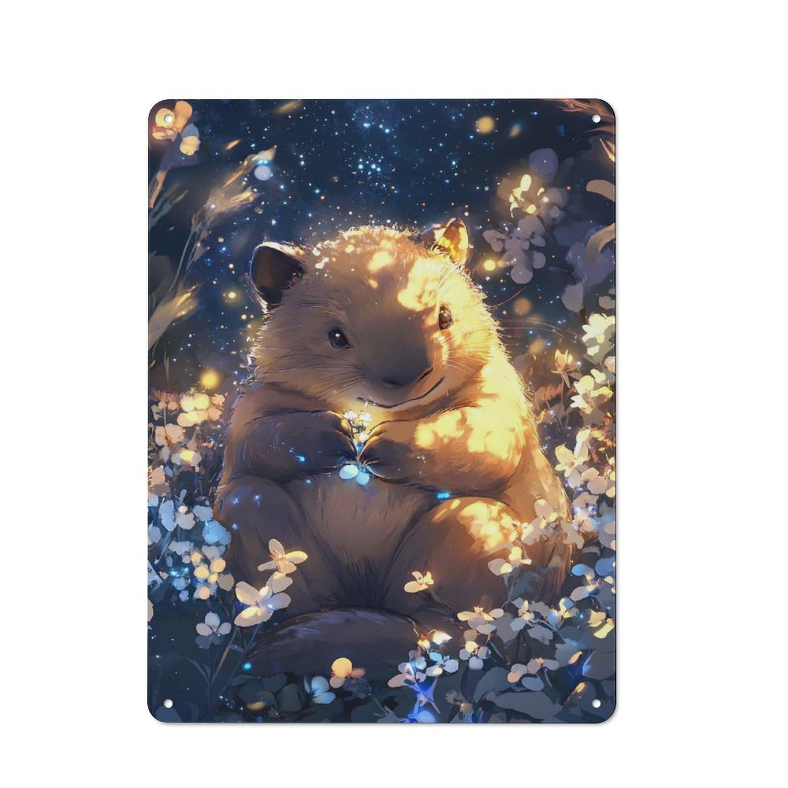 Junmoney Cute Wombat Dreamy Artwork - Little Paws Retro Metal Sign 40X30cm Featuring For Bar Or Restaurant, For Bar Decor Enthusiasts