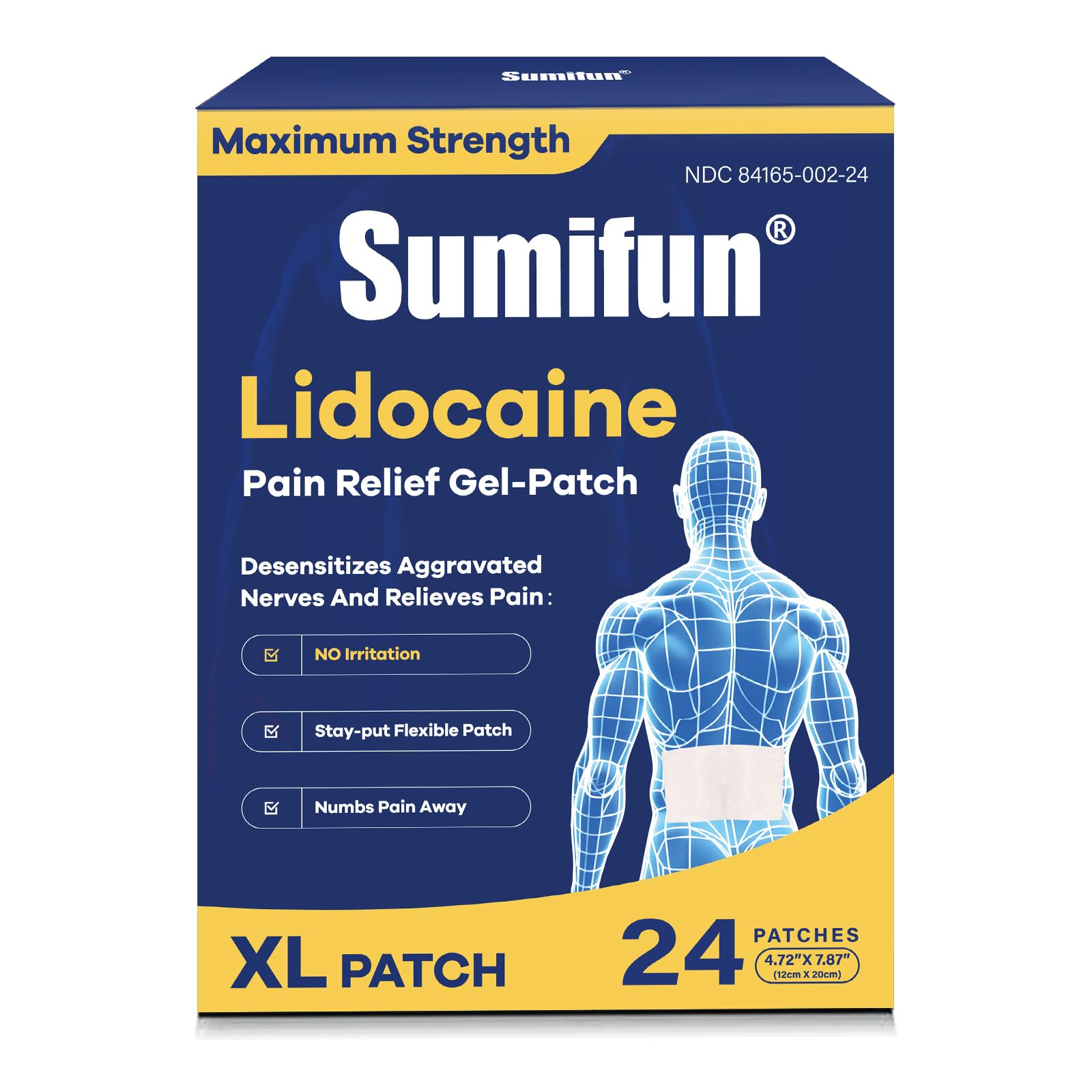 Sumifun 4% Lidocaine XL Pain Patches 24 Counts
