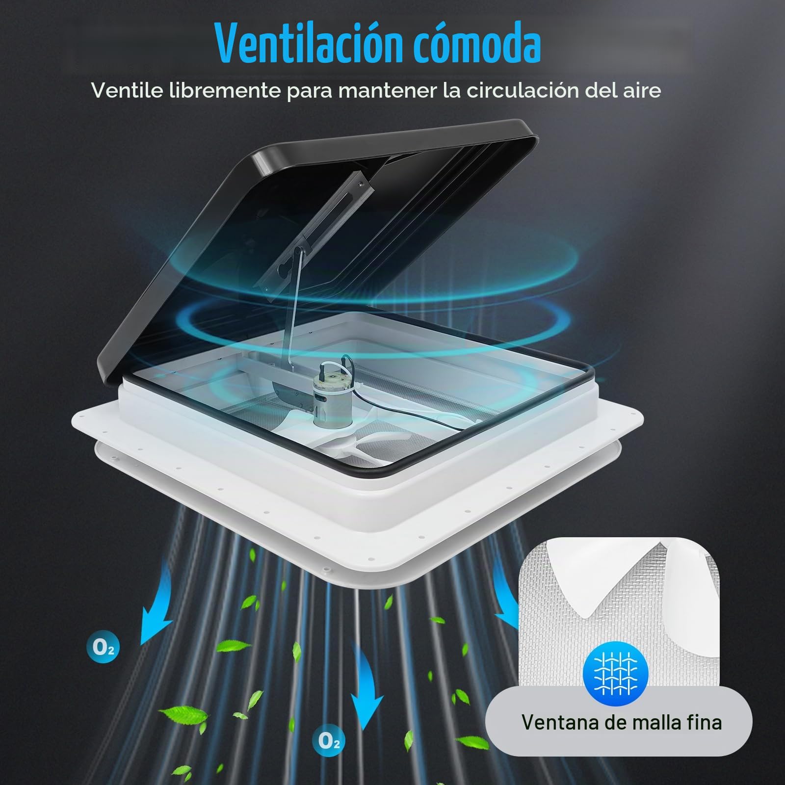 Escotilla de techo para caravana, 42 × 42 cm, claraboya, tragaluz, autocaravana con sellador Dekalin, tornillos para caravanas