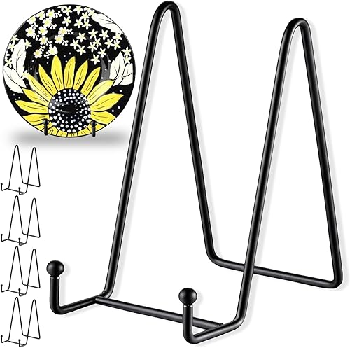 Miniatura 8 de SEUNGCH 12 soportes negros de 4.3 pulgadas para exhibiciones, caballetes de hierro para portarretratos de hierro, soporte de exhibición de libros de