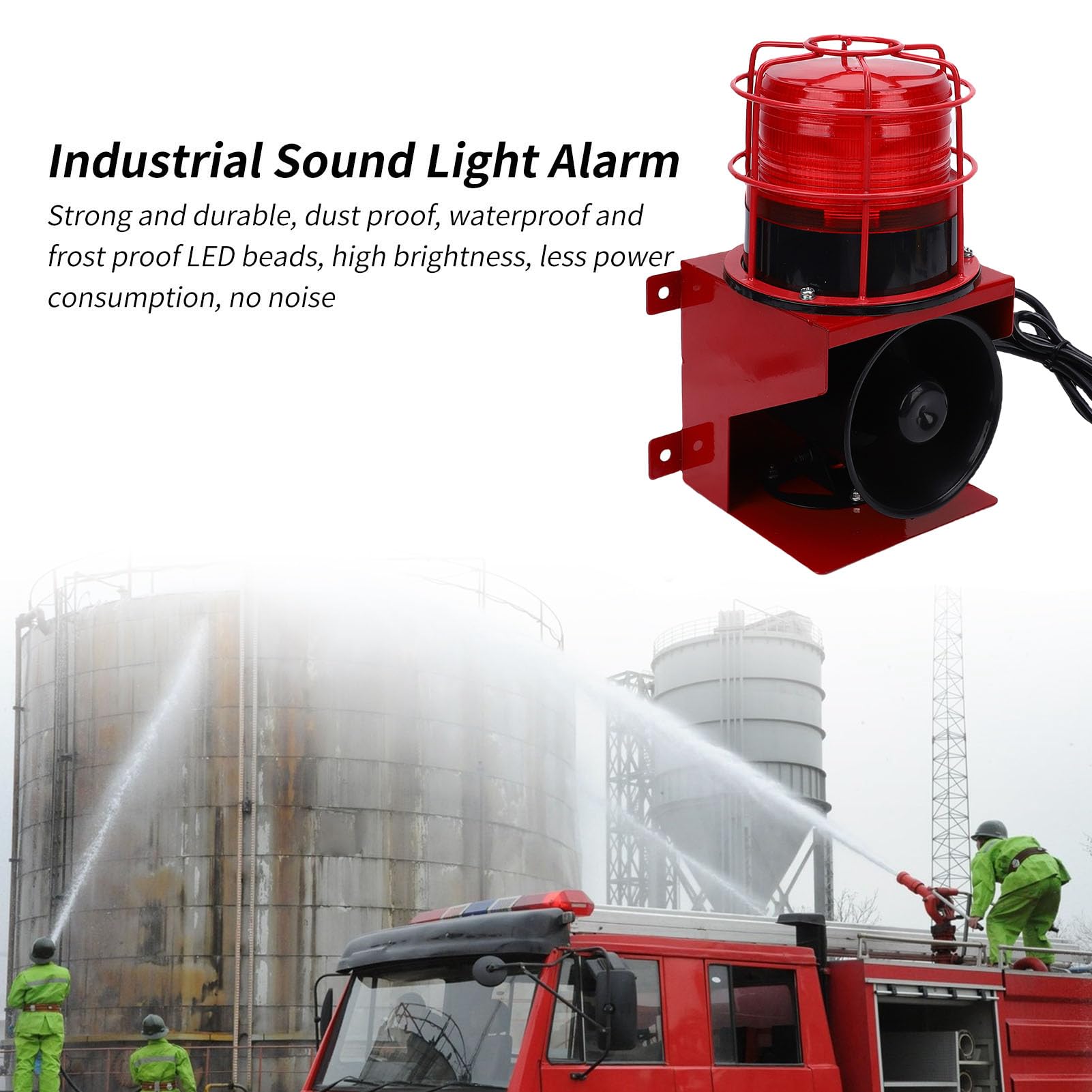 VBESTLIFE Alarma de Sirena Industrial de 120dB con Luz Estroboscópica LED, Bocina Impermeable IP55 para Maquinaria Portuaria de Cantera y Minería (Enchufe de la UE)