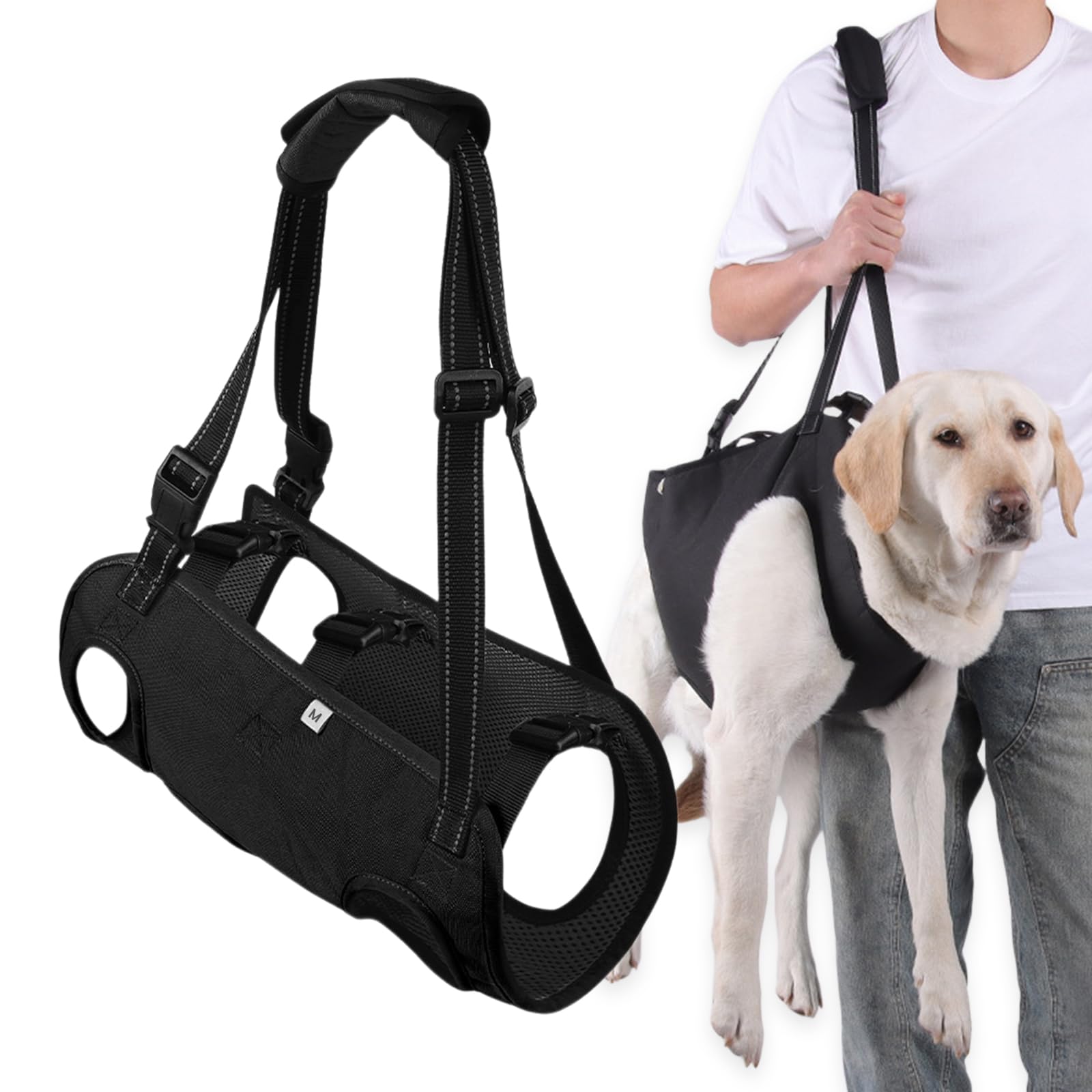 Arnés de Elevación para Perros, Arnes Perros Patas Cuerpo Entero Ajustable, Apoyo para Mascotas y Rehabilitación arnés de Levantamiento de Perro para Mayores, Discapacitados, Parálisis (L)