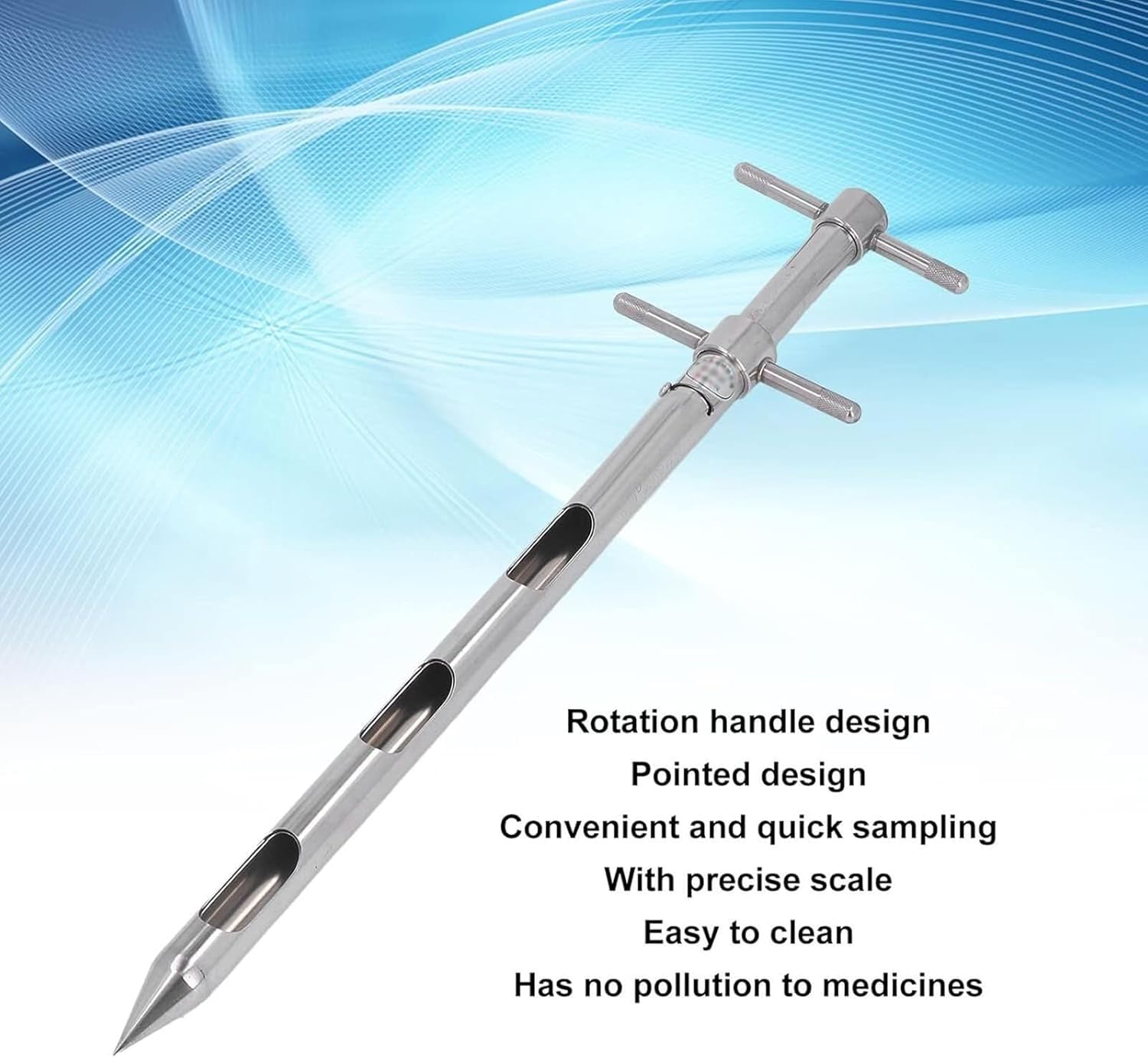 40 Inch Soil Sampling Tool, Soil Grain Sampler Probe, Stainless Steel Soil Sampler, Double Tube Handle Design and Rotatable Sampling, Sturdy 304 Stainless Steel, for Grain, Soil, Food