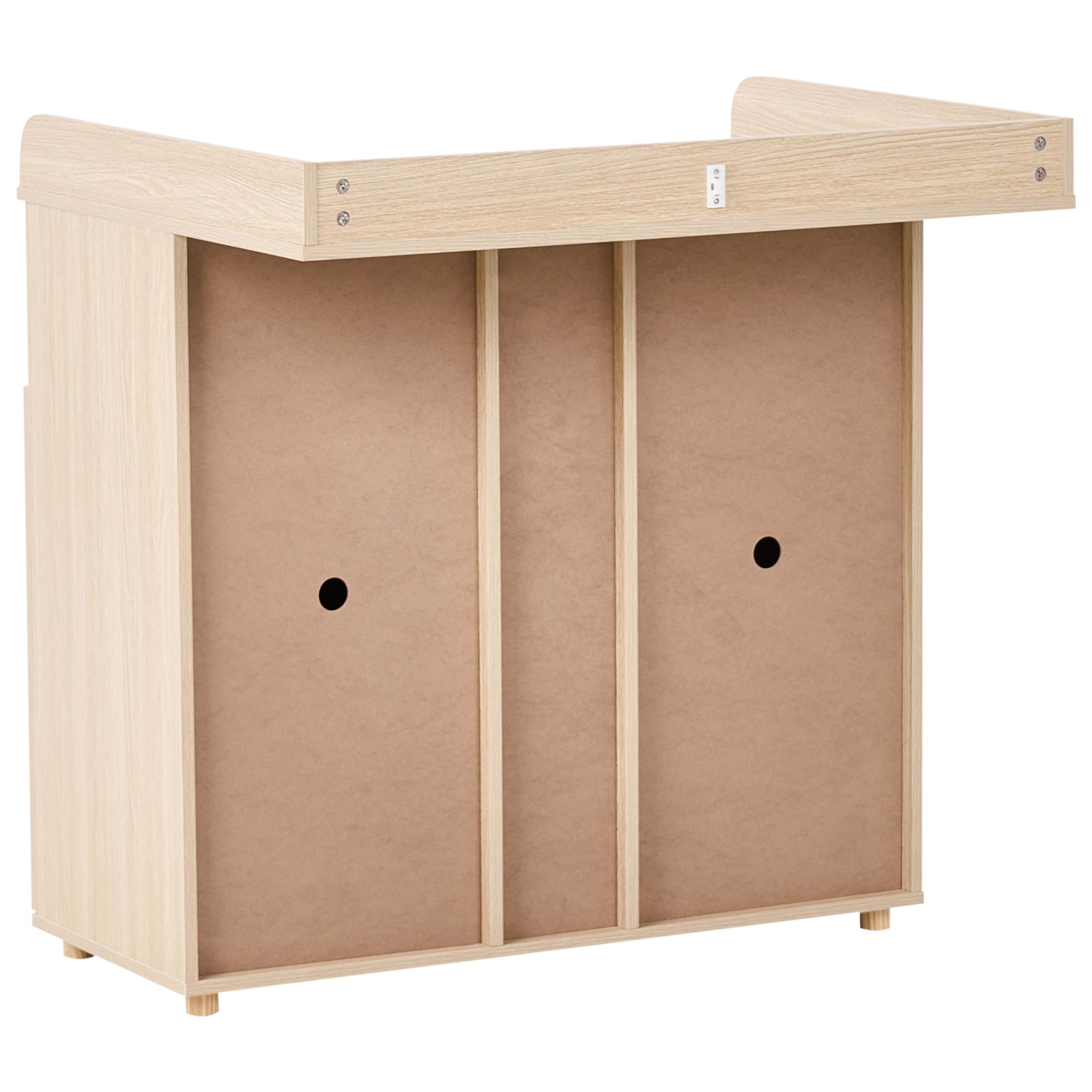 Beliani Baby Wickeltisch Schrank Holzoptik braun 69x90x90 cm 2 Schubladen 3 Fächer 2 Türen