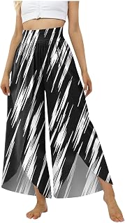 DIYIOUZHOU Wide Leg Pants for Women 2023 Summer Plus Size Cigarette Pant Breathable Travel Classic Thin High Waiste Printing Boxy Fit Frilly Trouser PinkBlueDark BlueLight BlueNavyBlackWhiteGreenDark