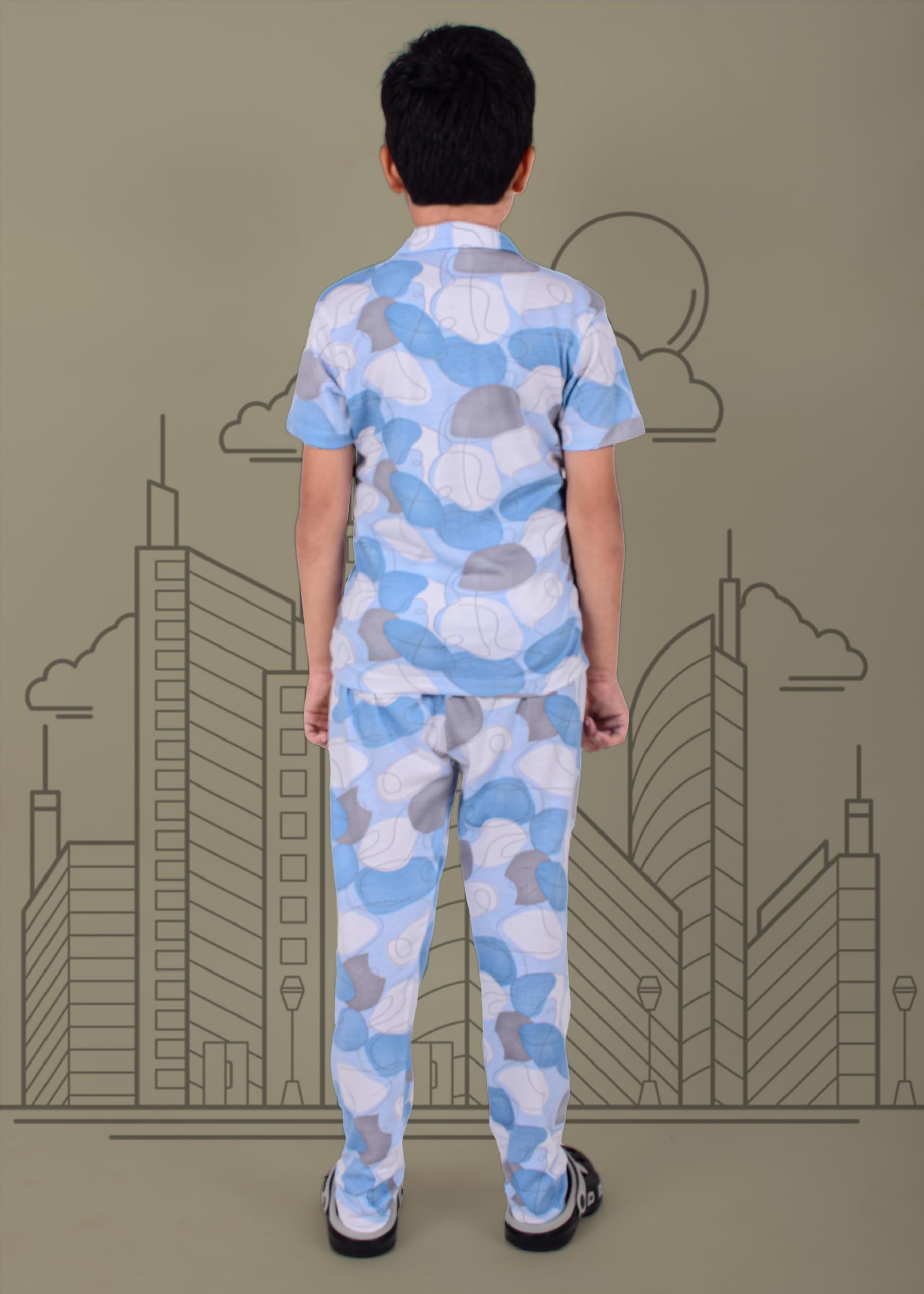 3BROS Unisex Pure Cotton Short Sleeve Kids Night Dress for Boys & Girls Nightwear/Sleepsuit/Sleepwear/Loungewear Night Suit for Boys and Girls Top and Pyjama Combo Set | White 2| 2-3 Years - Image 2 thumbnail