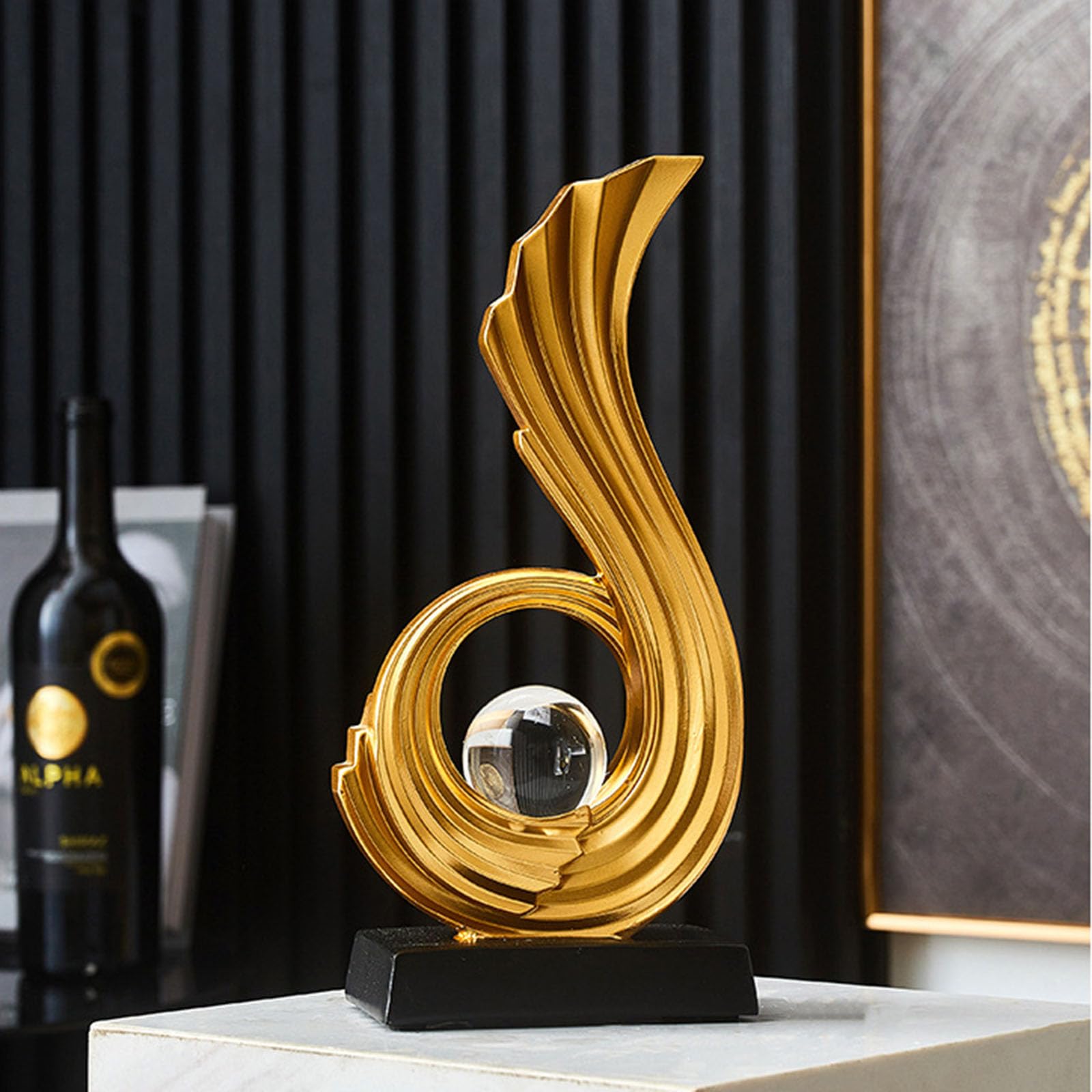 Skulptur Deko, Abstrakte Kunst Statue, Dekoration Wohnzimmer, Schlafzimmer Deko, Modern Wohnung Dekoartikel Skulpturen,Golden j