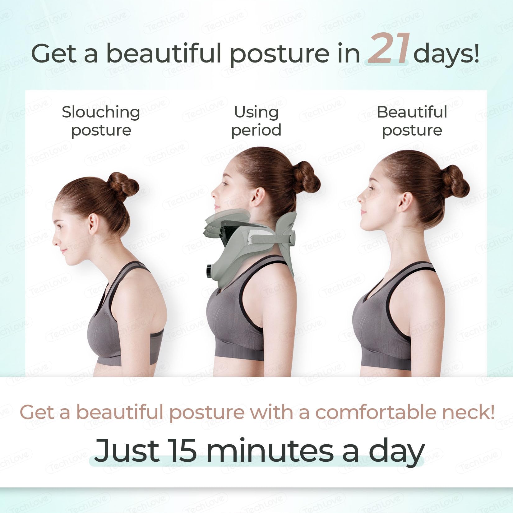 Collar de tracción cervical inflable inalámbrico para cuidado pre/postoperatorio, soporte ajustable y cómodo para alineación y alivio del cuello