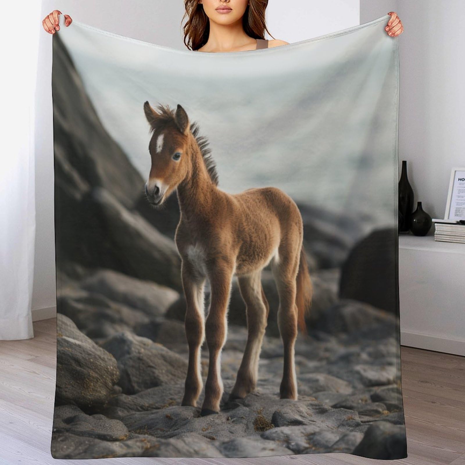 Couverture cheval en flannel douce pour lit et canapé enfant adulte