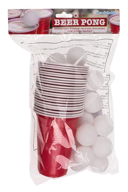 Out of the blue Juego de Beber/Beer Pong / 15 Bolas y 22 Vasos de 550 ml/Material: Plástico