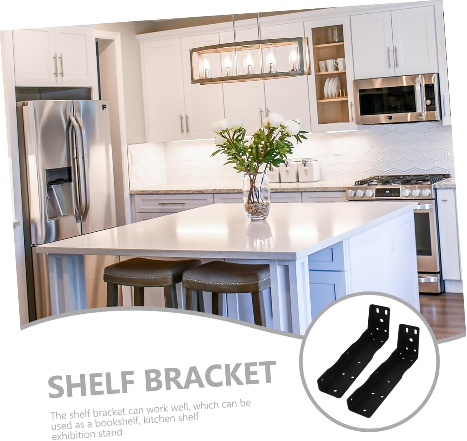 NUOBESTY 2pcs Heavy Duty Wall Shelf Brackets for Support Bracket Modern Design Shelf Holders for Kitchen Bathroom Tv Cabinets and More