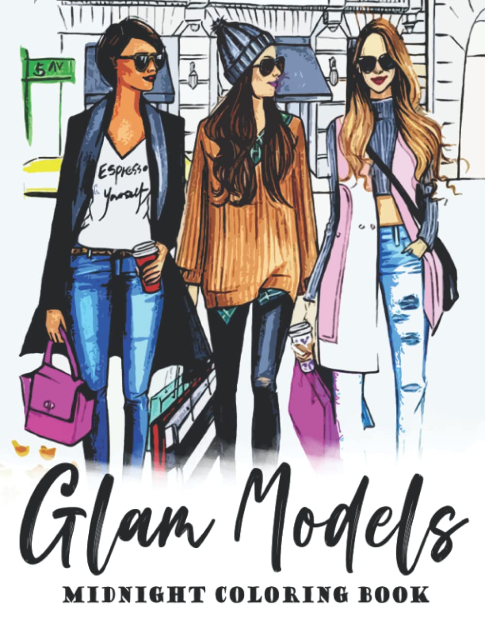 Buy Midnight Glam Models Coloring Book: Fashion Designs Coloring Pages