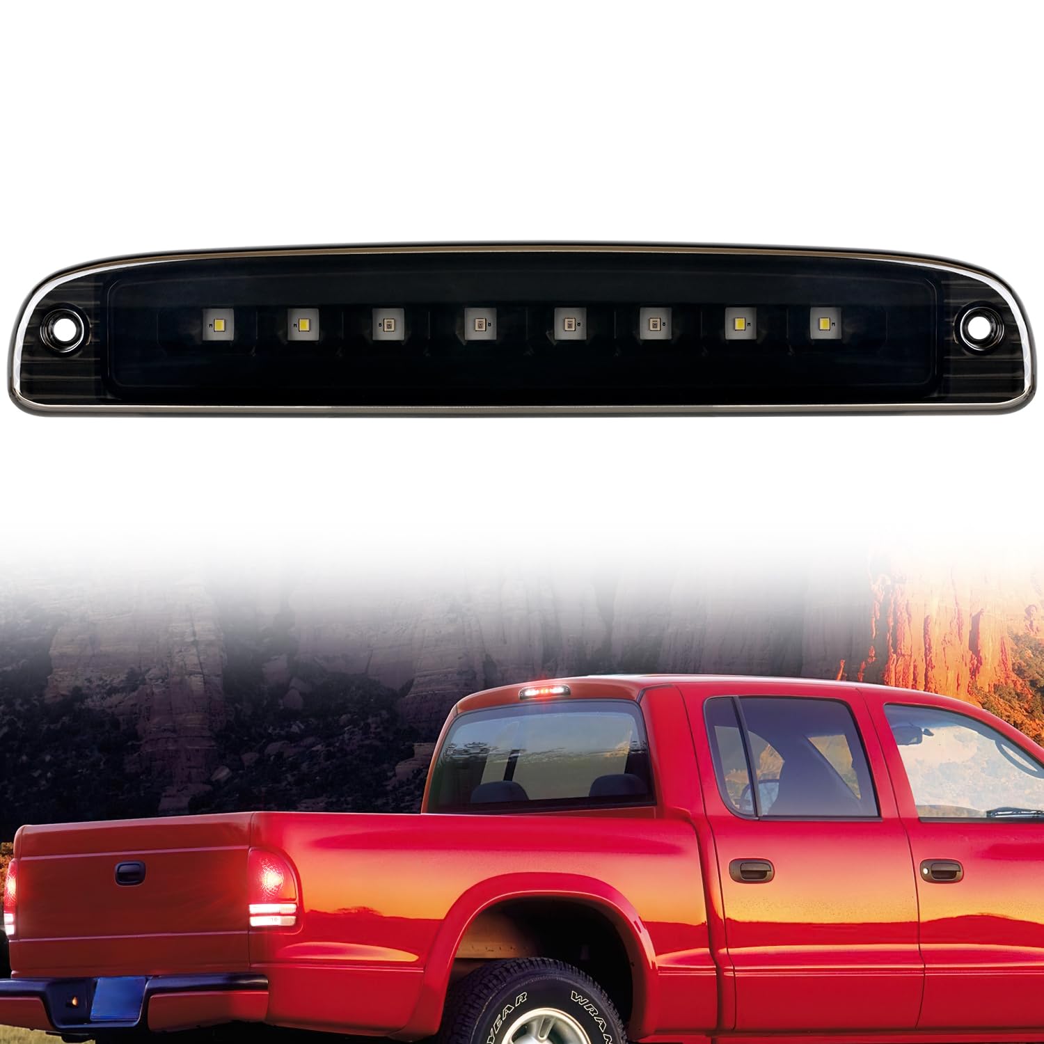 Nilight Third Brake Light for Dodge Dakota 1997-2010, Smoked Lens