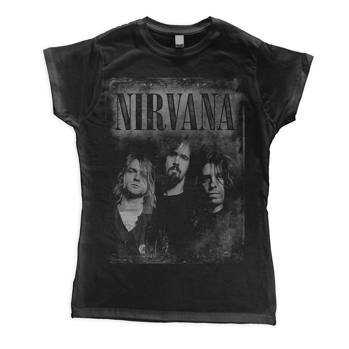 Ladies Nirvana Faded Official Tee T-Shirt Womens Girls (Small) Black