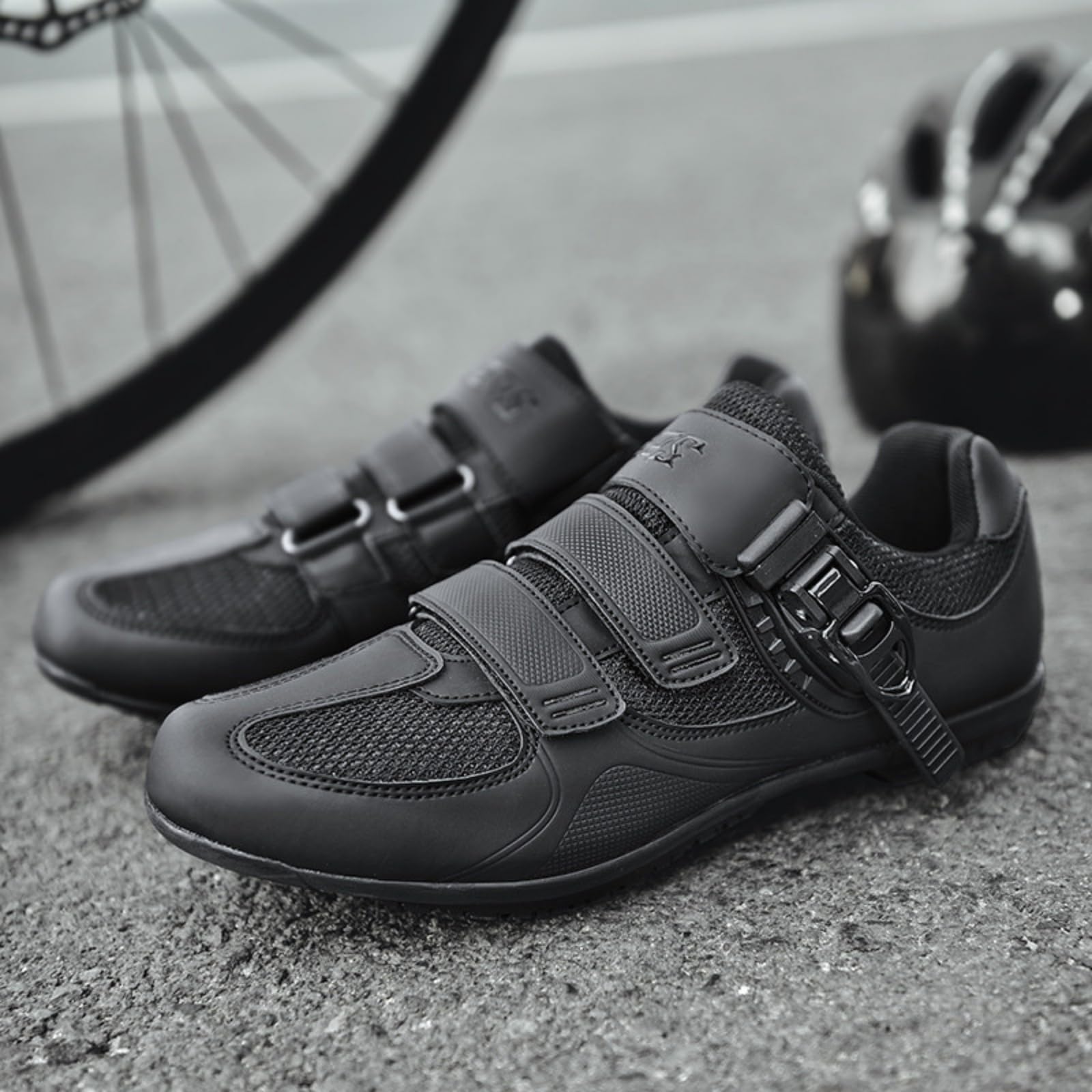 Mateju Chaussure VTT Homme Femme, 36-47 EU Chaussure VTT Homme Automatique avec 2 Pointes Antidérapantes Antidérapant et Respirant Extérieur Sport