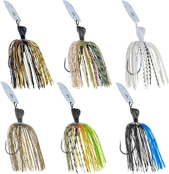 Reaction Tackle Breaker Jigs for Bass Fishing, Bladed Vibrating Swim Jig Lures with Silicone Skirts, Weedless Bait for Pike, Walleye, Muskie - 3 Pack
