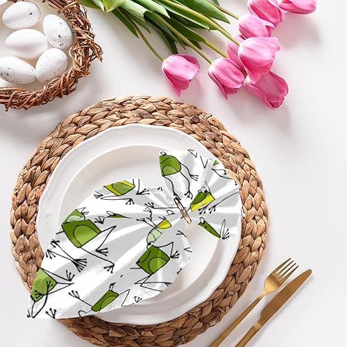 Juego de 4 servilletas de tela de 20 x 20 pulgadas, diseño de ranas divertidas, lavables, reutilizables, decoración de mesa para boda, fiesta de