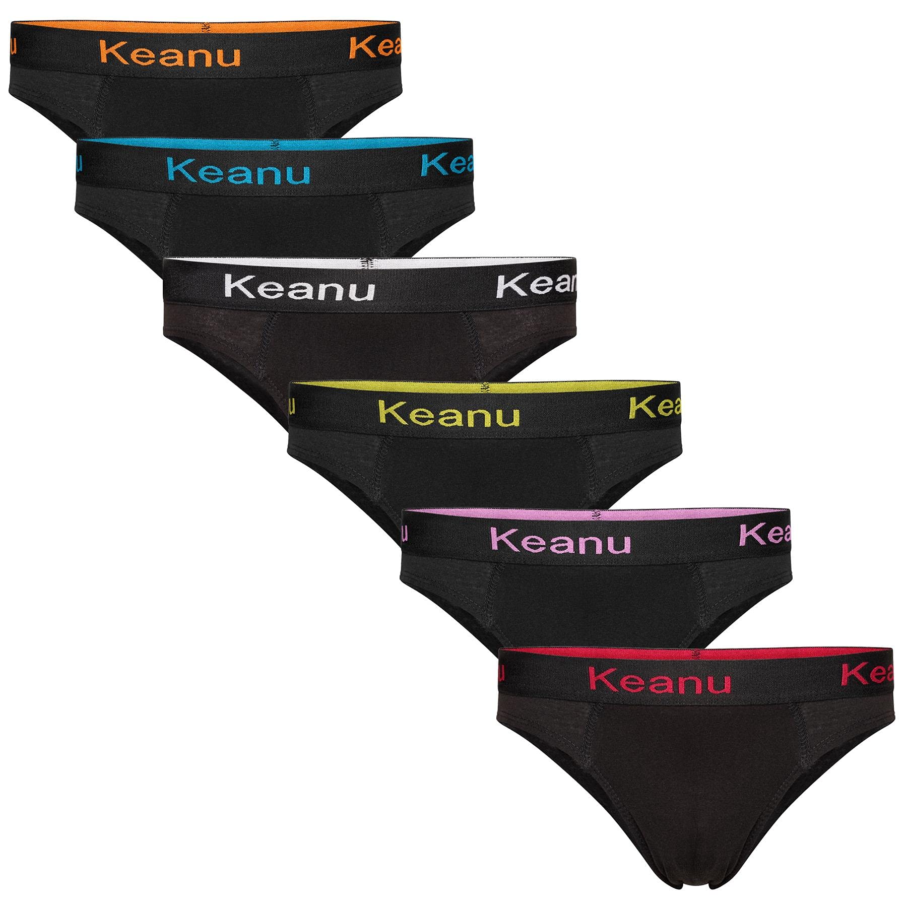 Keanu Men's Multi Km179-L - 100% Cotton Jersey Black Slip Briefs Black Waistband