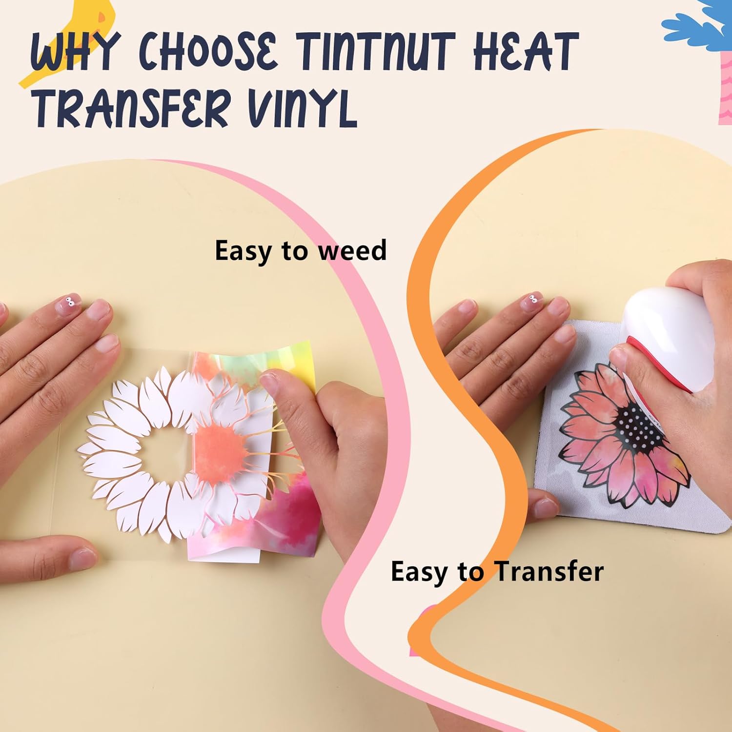 Tintnut Heat Transfer Vinyl Rainbow HTV Vinyl Tie Dye 10x12 Inch 4 Sheets+Tintnut 3D Puff Vinyl Heat Transfer 10 Sheets 12inches X 10inches