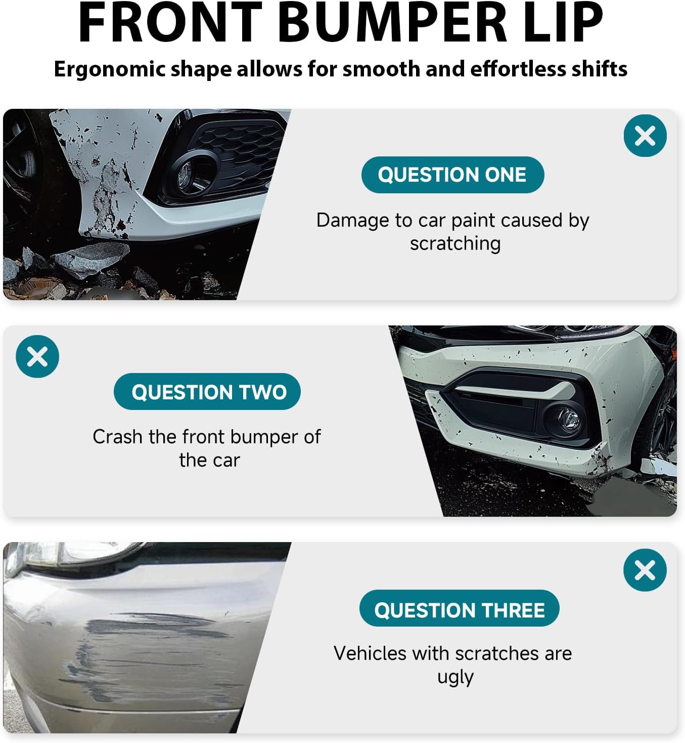 Universal Front Lip for Car,3PCS Kit Front Bumper Lip Spoiler Diffuser Protector Wide Body Kit for Pontiac G8 GT GTO,Infiniti Q50,Nissan Maxima,Dodge Magnum R/T SXT,Ford Mustang,Acura TLX